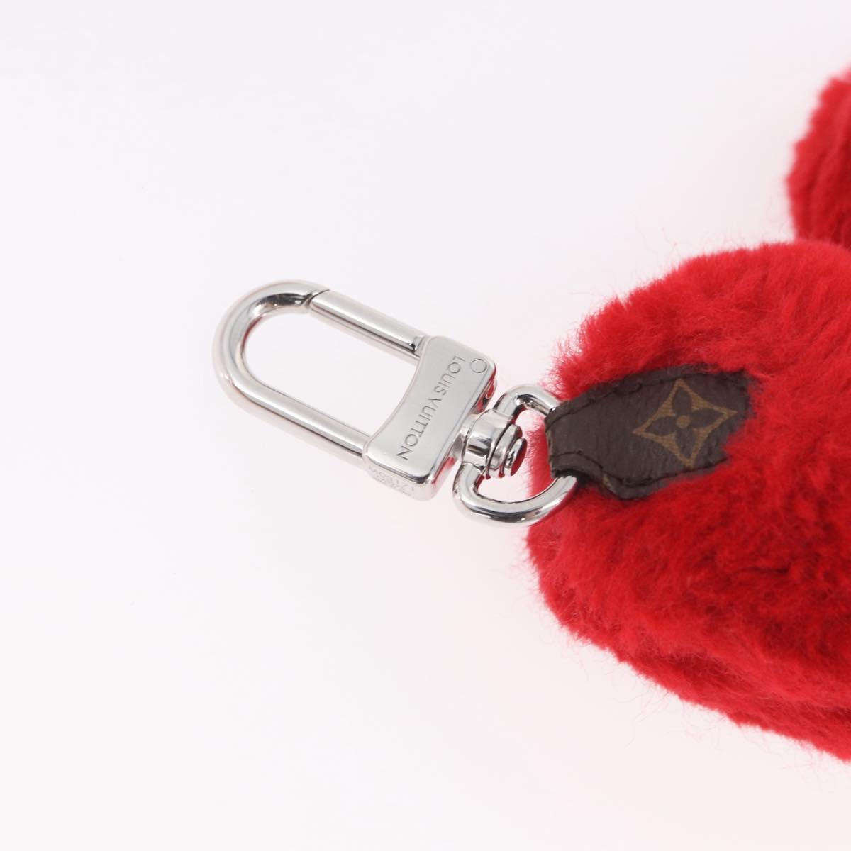 LOUIS VUITTON Monogram LV Lucky Heart Bag Charm Red Silver M03171 Auth 191543SM