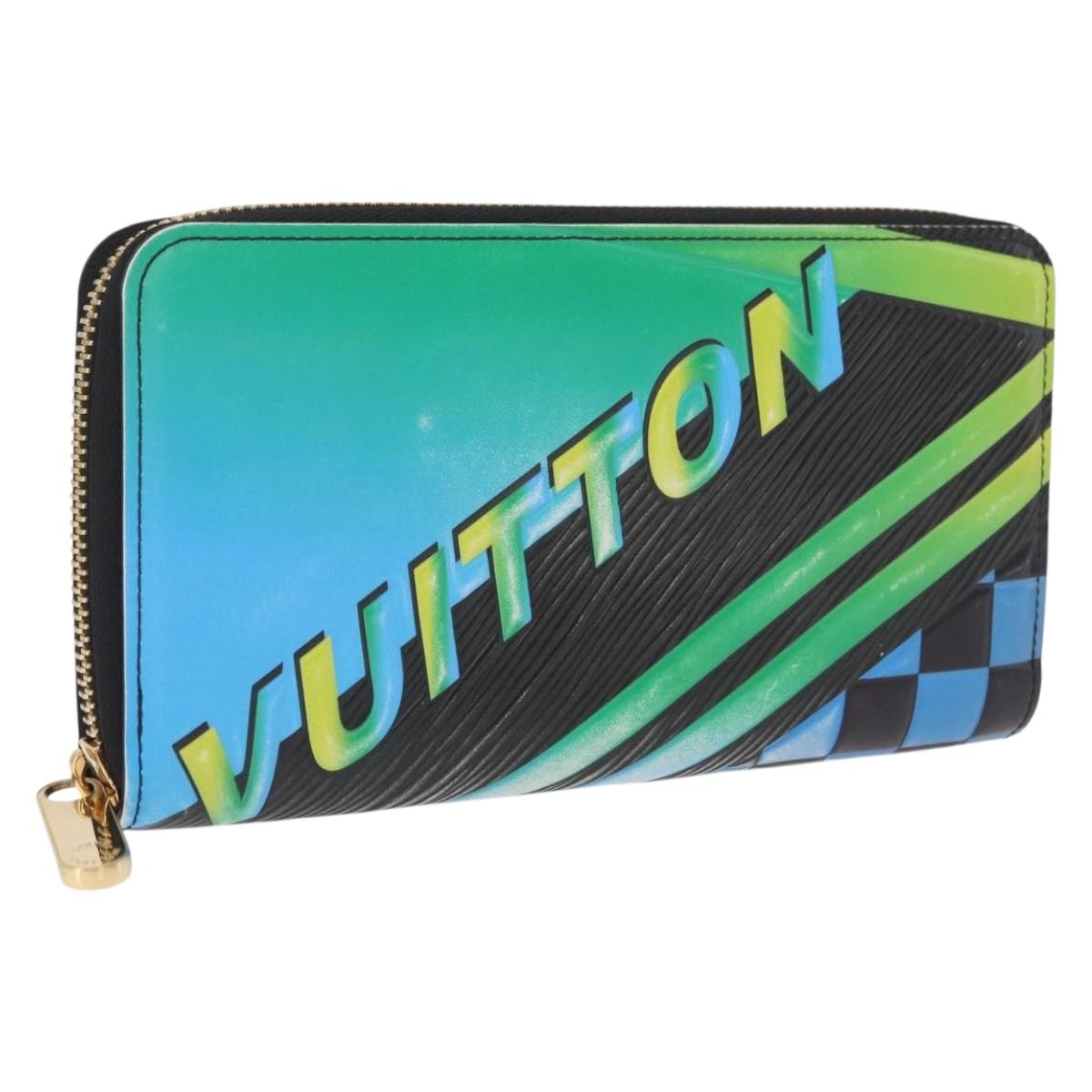 LOUIS VUITTON Epilase Zippy Wallet Long Wallet Blue Black M62268 LV Auth 191544M