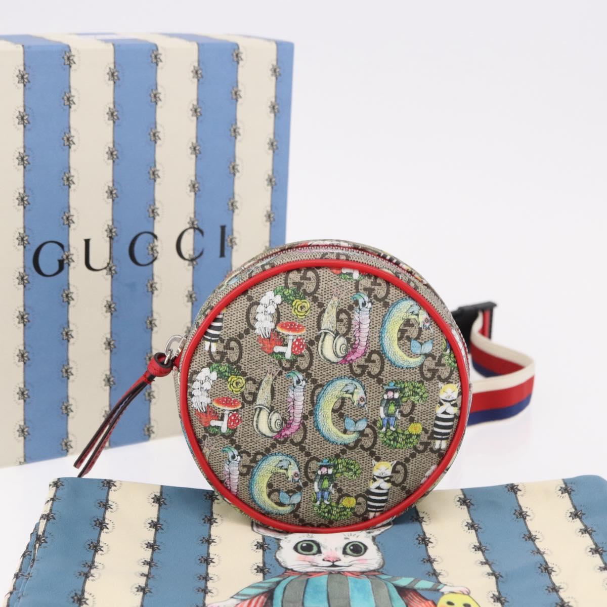 GUCCI Yuko Higuchi GG Supreme Waist Bag PVC Beige Silver 502330 Auth 191546M
