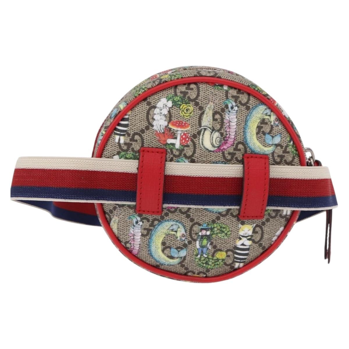 GUCCI Yuko Higuchi GG Supreme Waist Bag PVC Beige Silver 502330 Auth 191546M