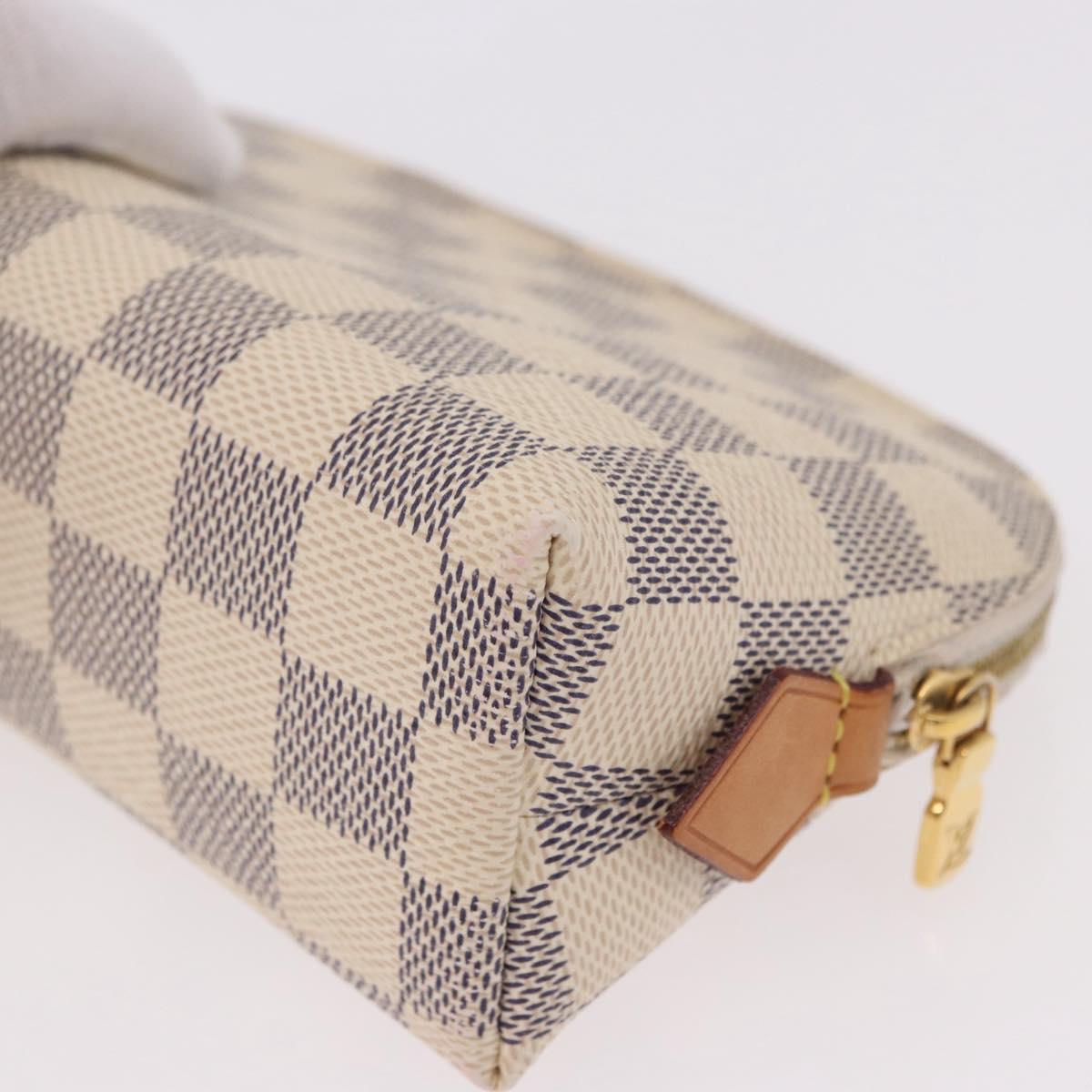 LOUIS VUITTON Damier Azur Pochette Cosmetic PM Pouch N60024 LV Auth 191553