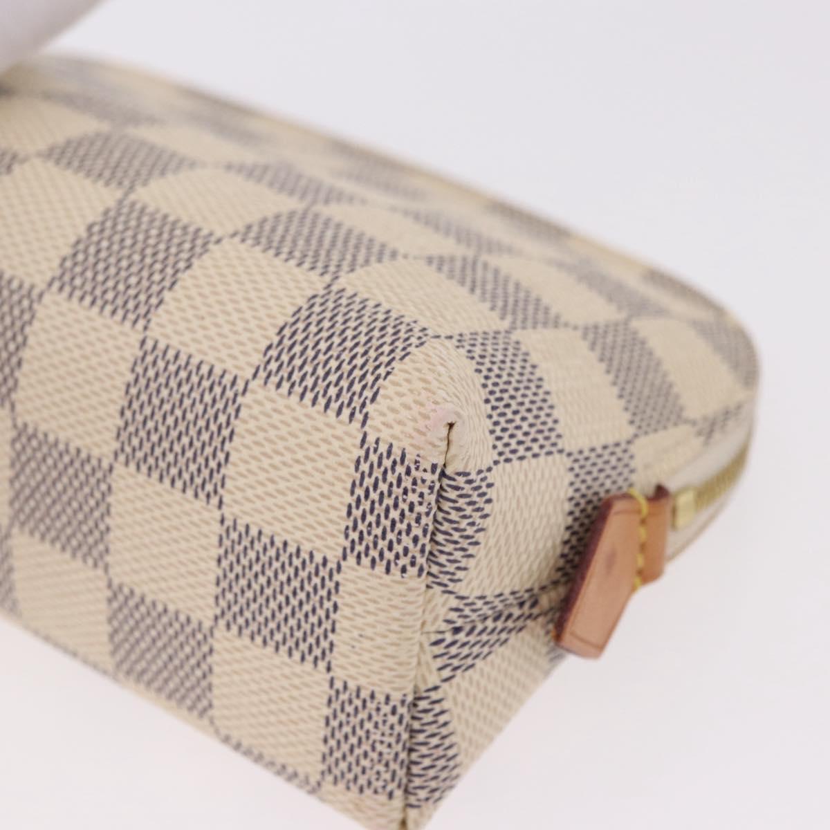 LOUIS VUITTON Damier Azur Pochette Cosmetic PM Pouch N60024 LV Auth 191553