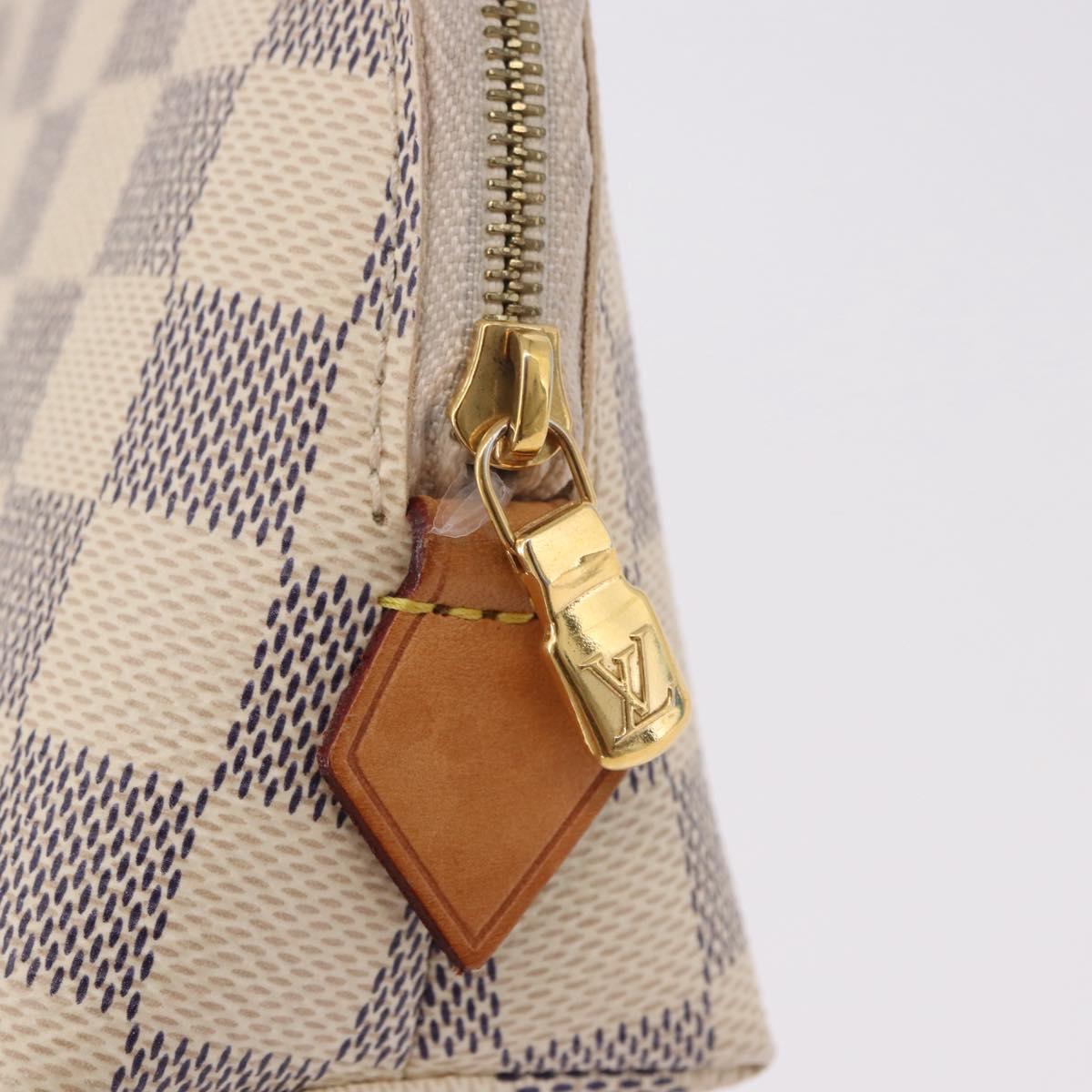 LOUIS VUITTON Damier Azur Pochette Cosmetic PM Pouch N60024 LV Auth 191553