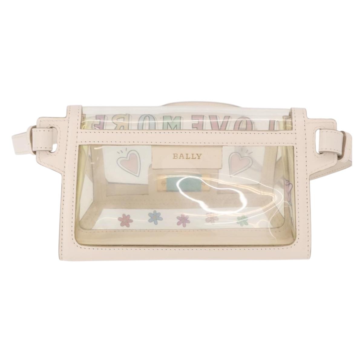 BALLY Waist Bag Vinyl Clear Gold Auth 191554A