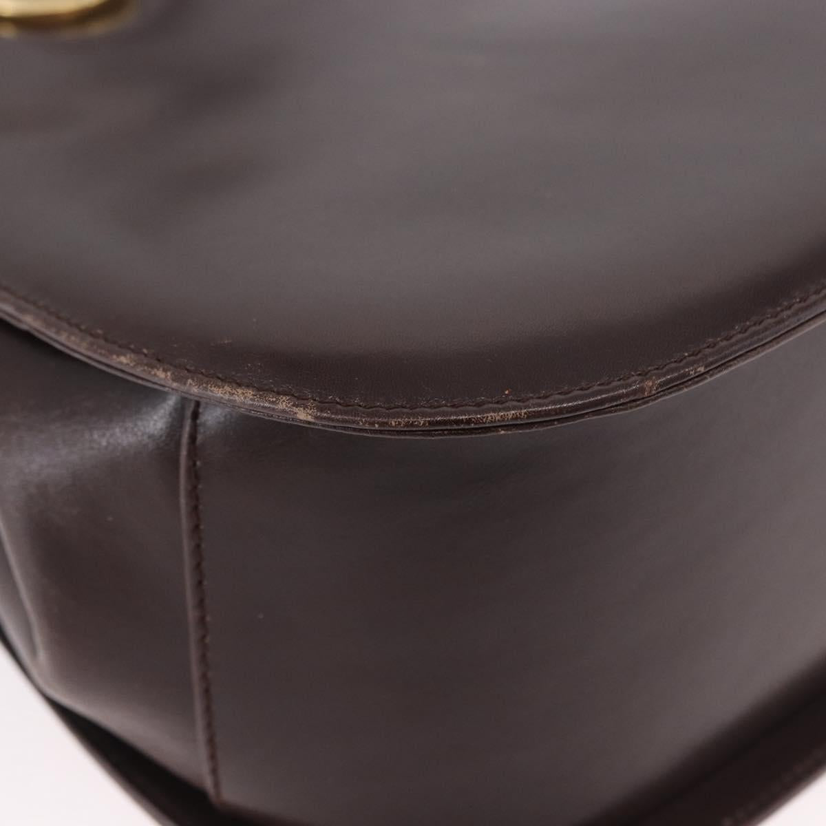Salvatore Ferragamo Gancini Hand Bag Leather Brown Gold Auth 191557