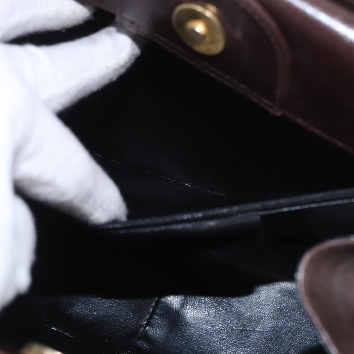 Salvatore Ferragamo Gancini Hand Bag Leather Brown Gold Auth 191557