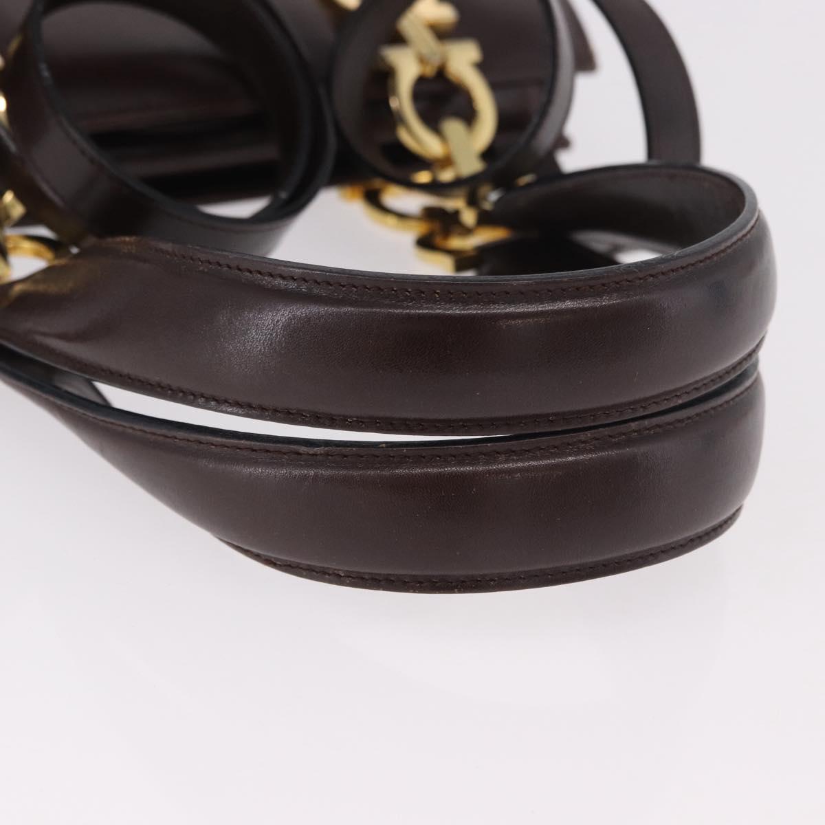 Salvatore Ferragamo Gancini Hand Bag Leather Brown Gold Auth 191557