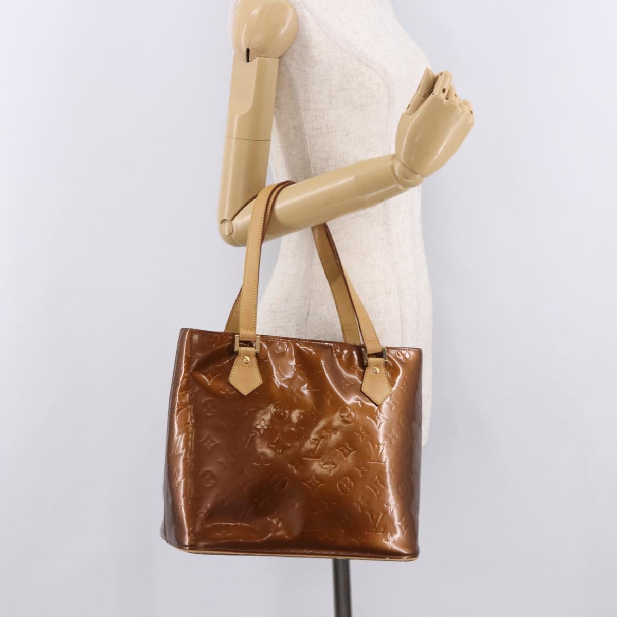 LOUIS VUITTON Monogram Vernis Houston Hand Bag Bronze M91122 LV Auth 191558