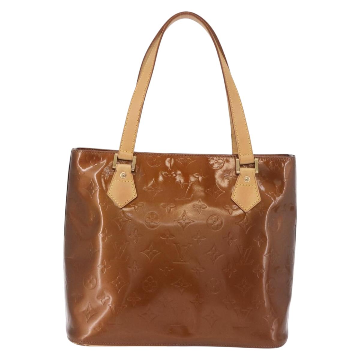 LOUIS VUITTON Monogram Vernis Houston Hand Bag Bronze M91122 LV Auth 191558