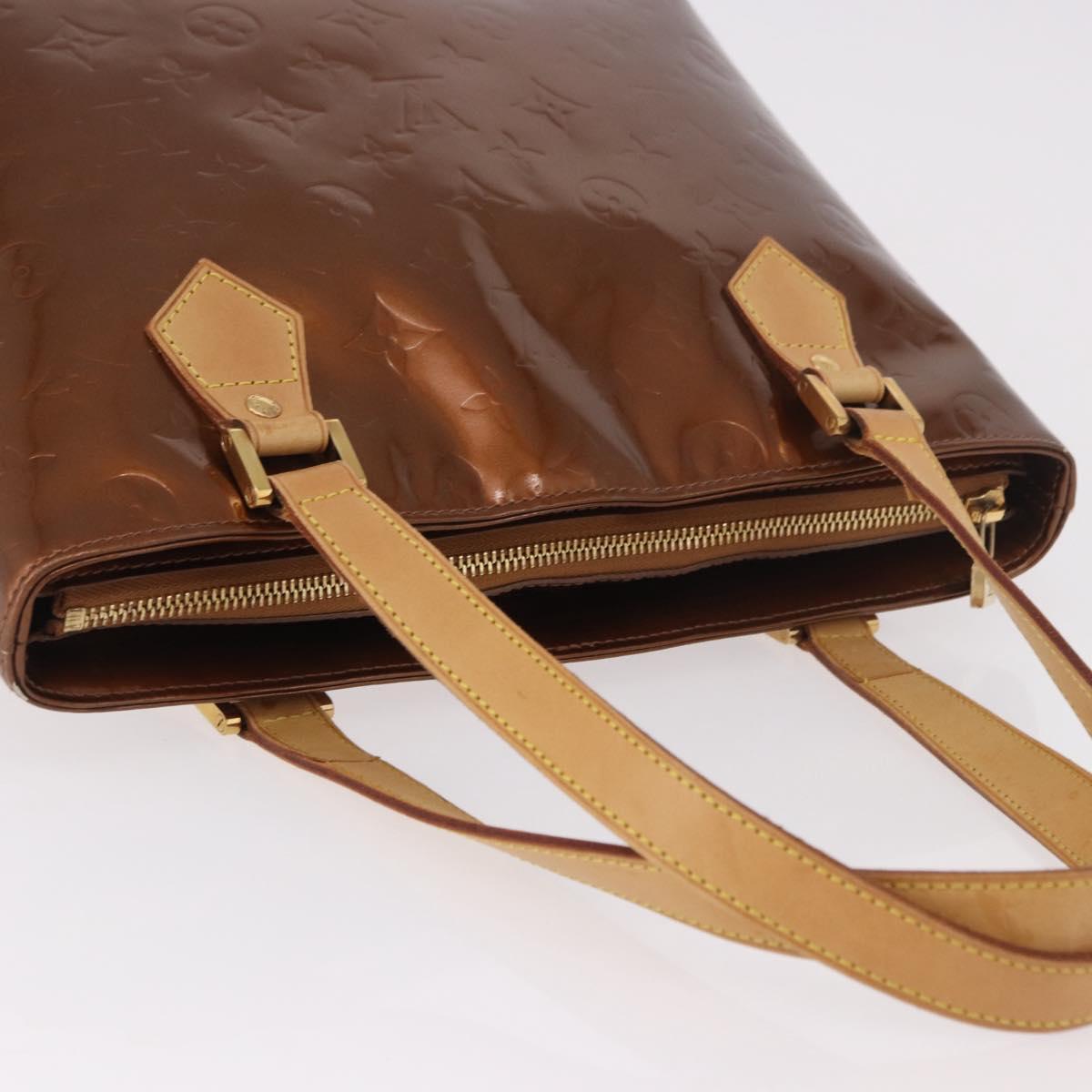 LOUIS VUITTON Monogram Vernis Houston Hand Bag Bronze M91122 LV Auth 191558