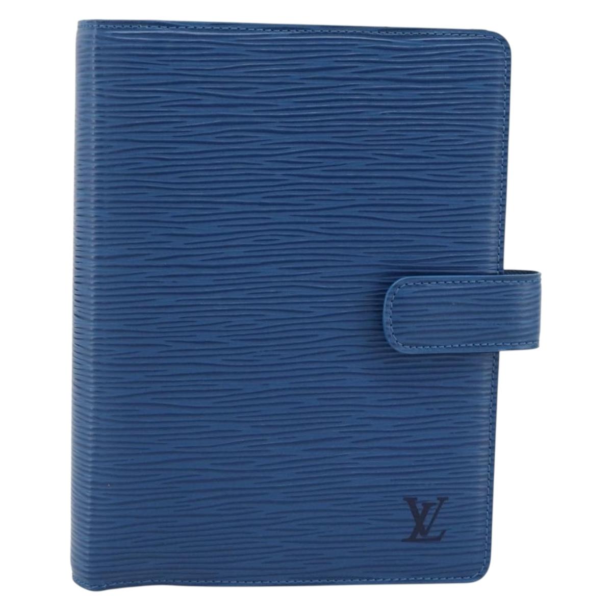 LOUIS VUITTON Epi Agenda MM Day Planner Cover Blue R20055 LV Auth 191561