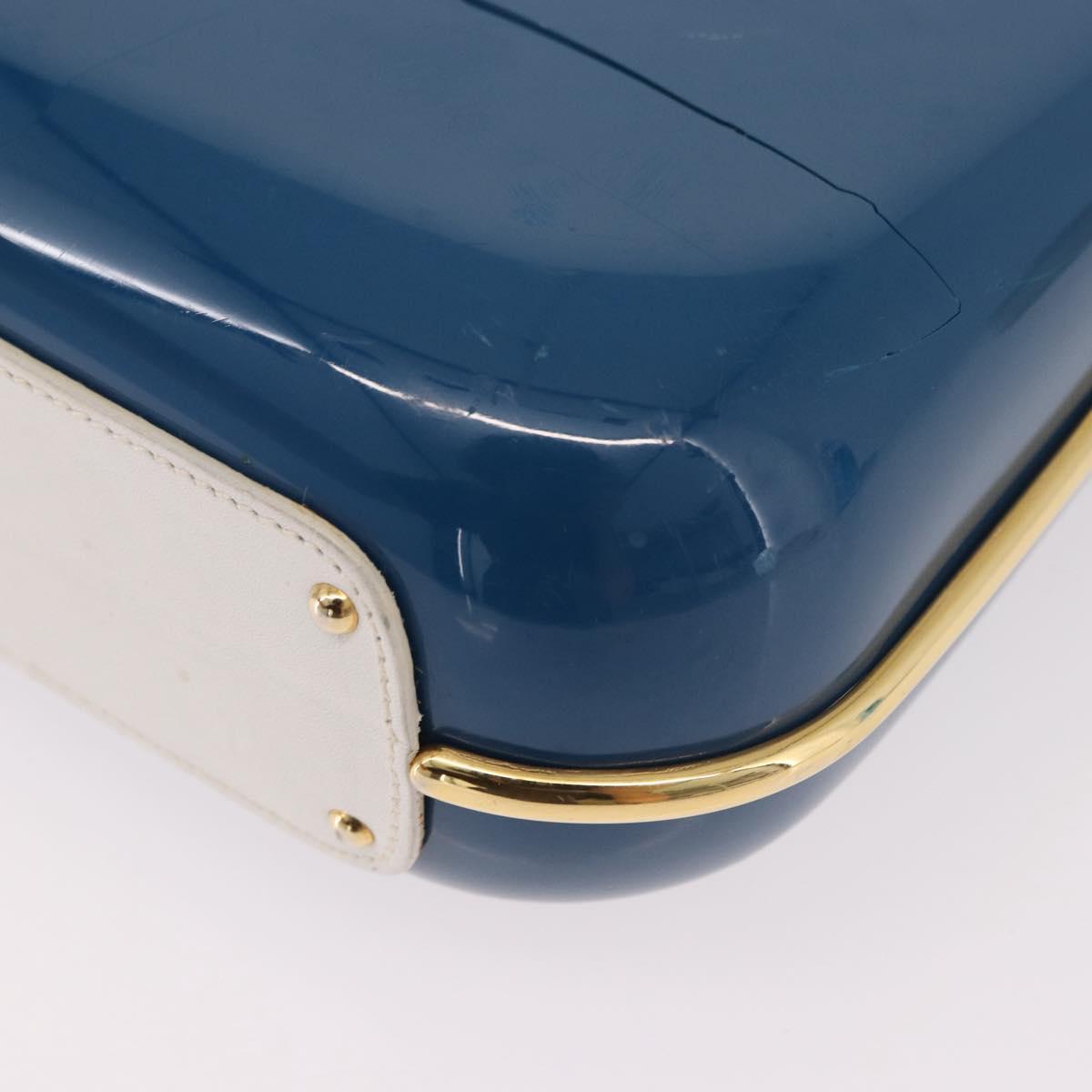 GUCCI Flora Horsebit Shoulder Bag Plastic Blue Gold Auth 191564