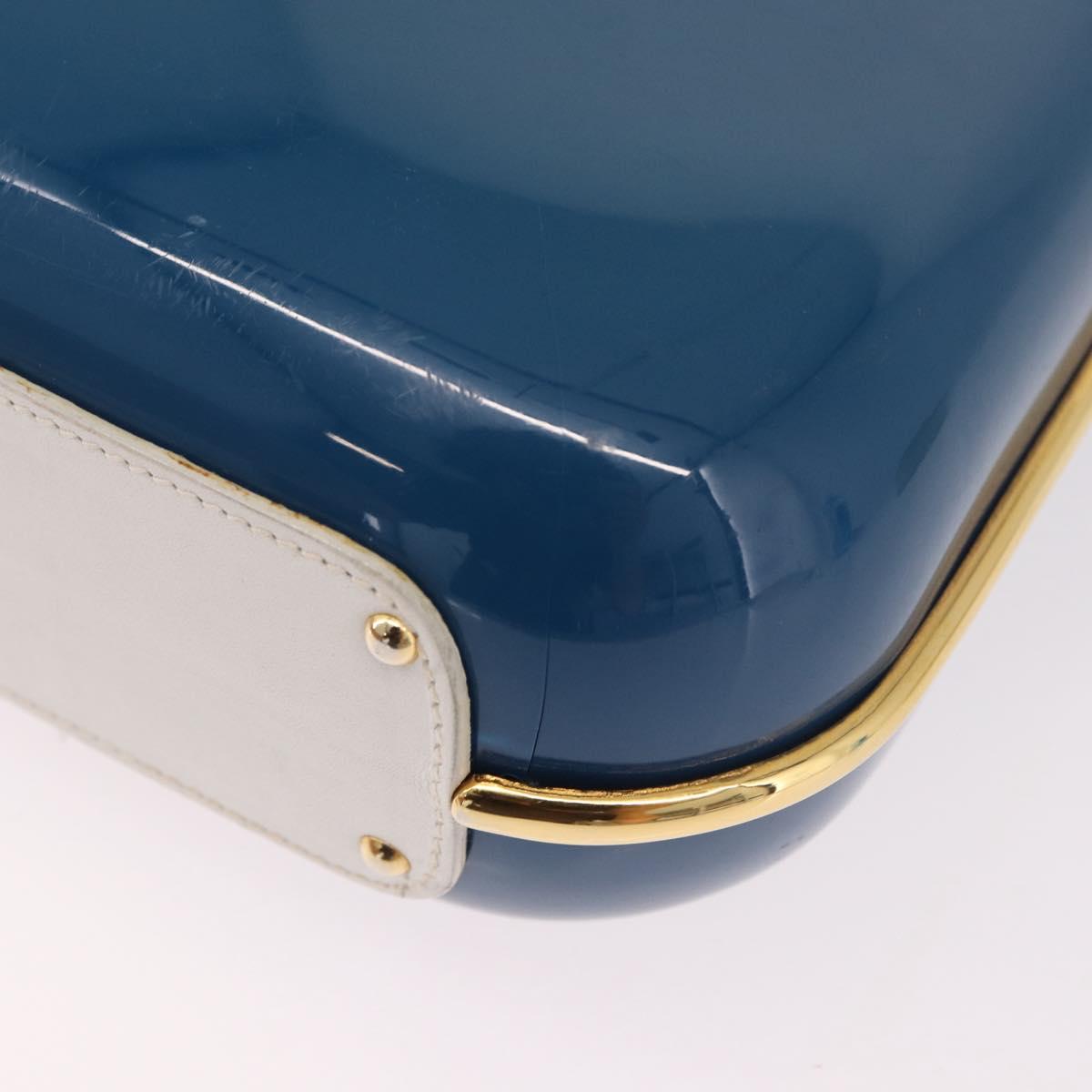 GUCCI Flora Horsebit Shoulder Bag Plastic Blue Gold Auth 191564