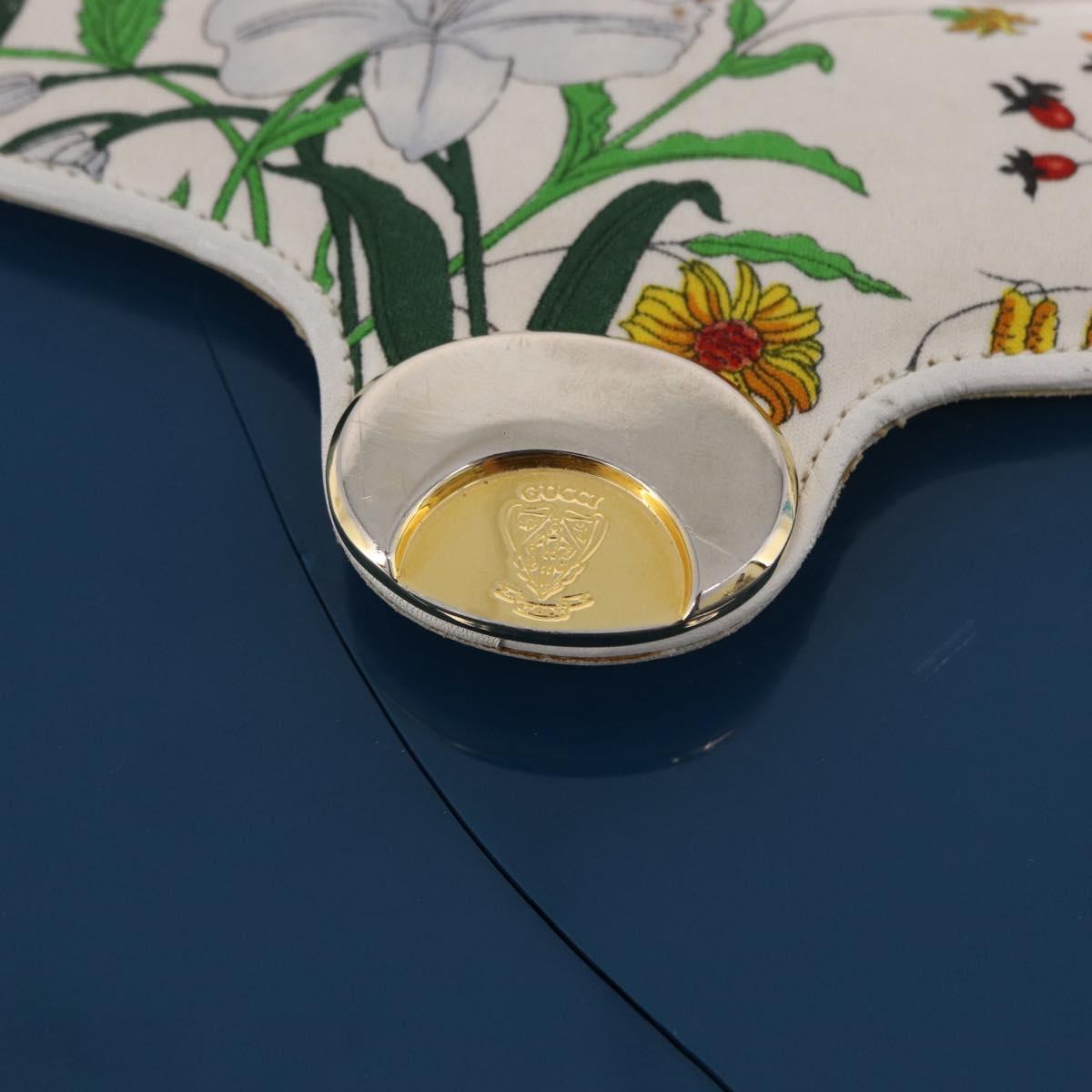 GUCCI Flora Horsebit Shoulder Bag Plastic Blue Gold Auth 191564
