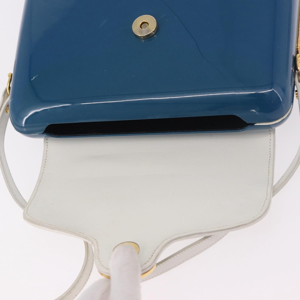 GUCCI Flora Horsebit Shoulder Bag Plastic Blue Gold Auth 191564