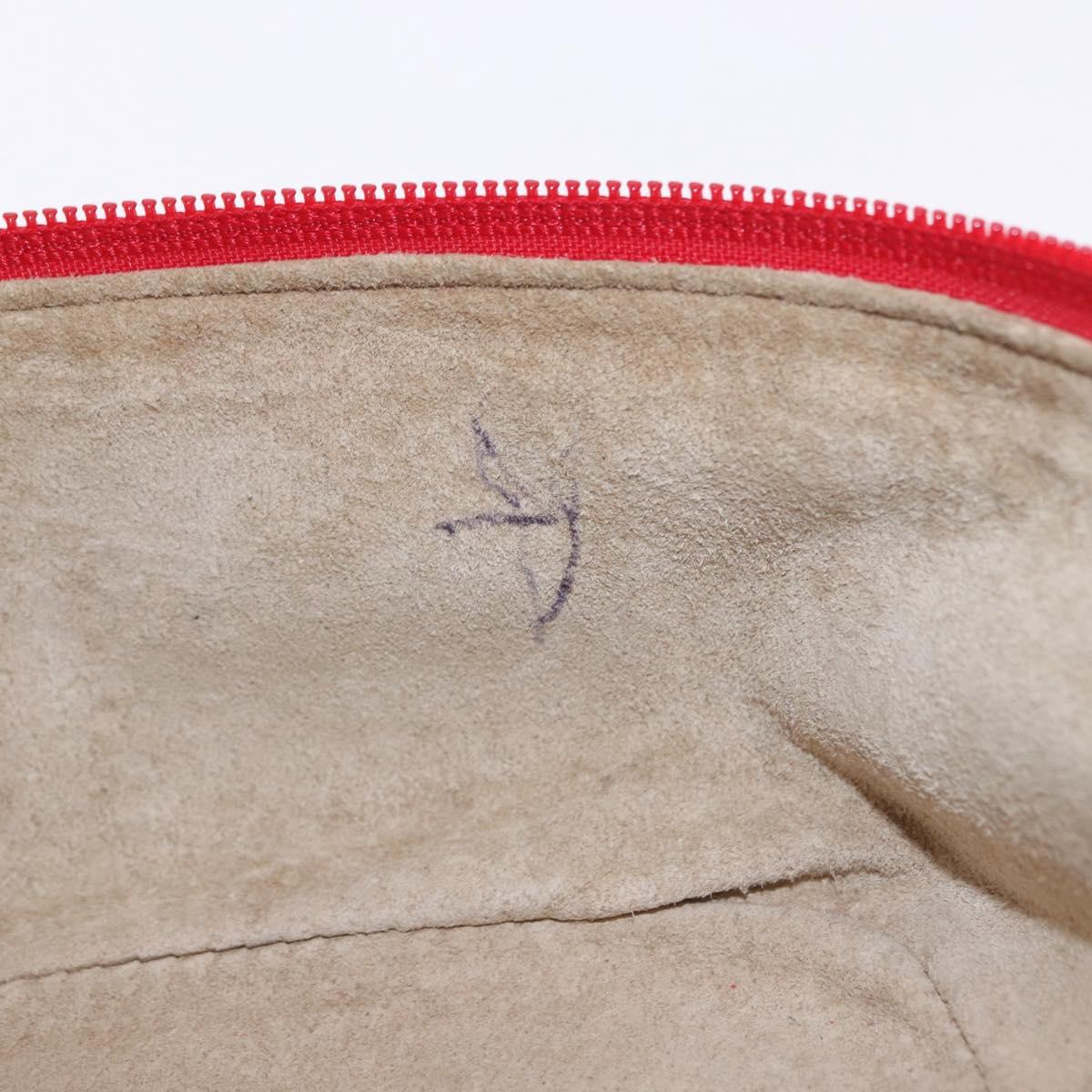 GUCCI Horsebit Vanity Cosmetic Pouch Leather Red Gold Auth 191565