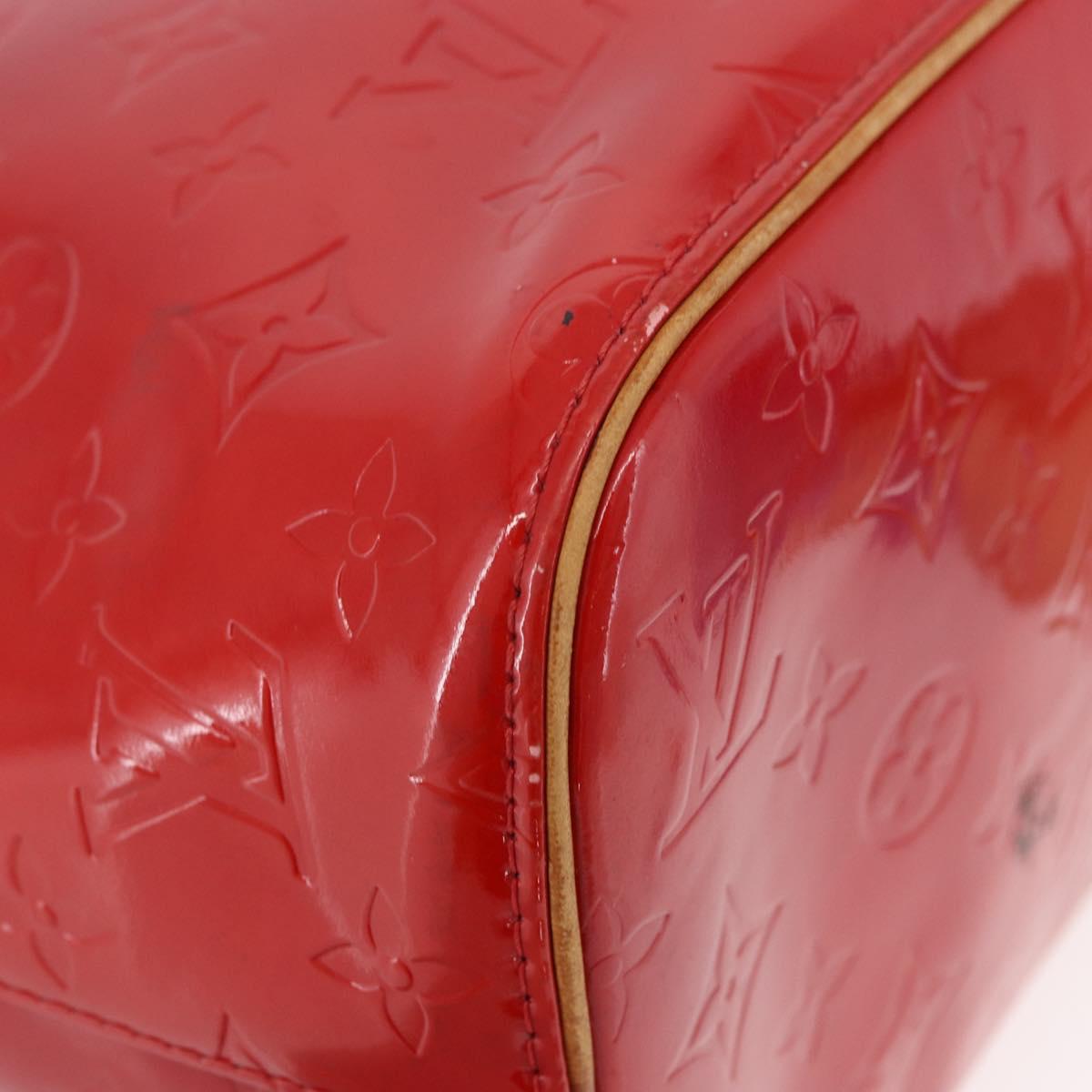 LOUIS VUITTON Monogram Vernis Houston Hand Bag Red M91092 LV Auth 191568