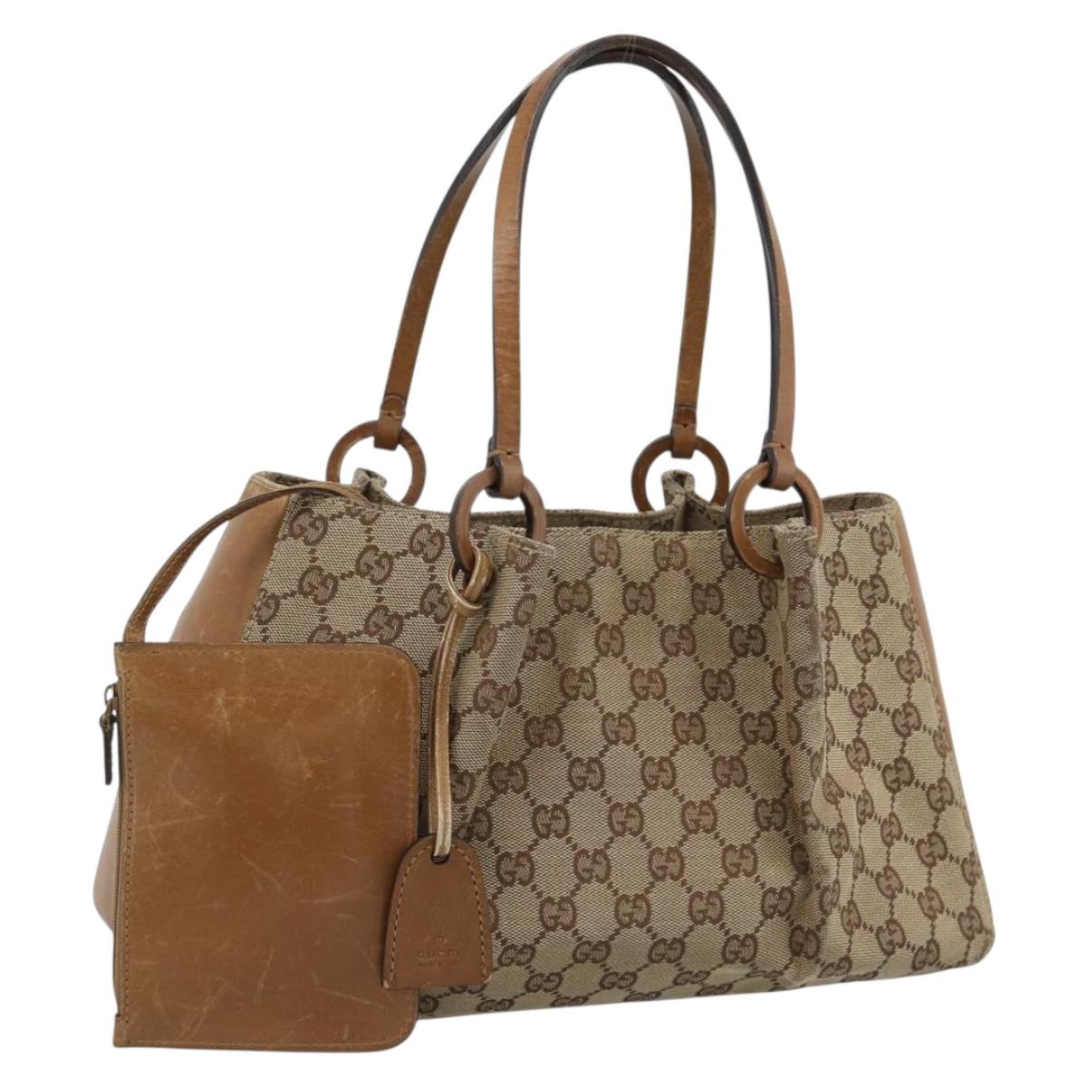 GUCCI GG Canvas Tote Bag Beige 94898 Auth 191570