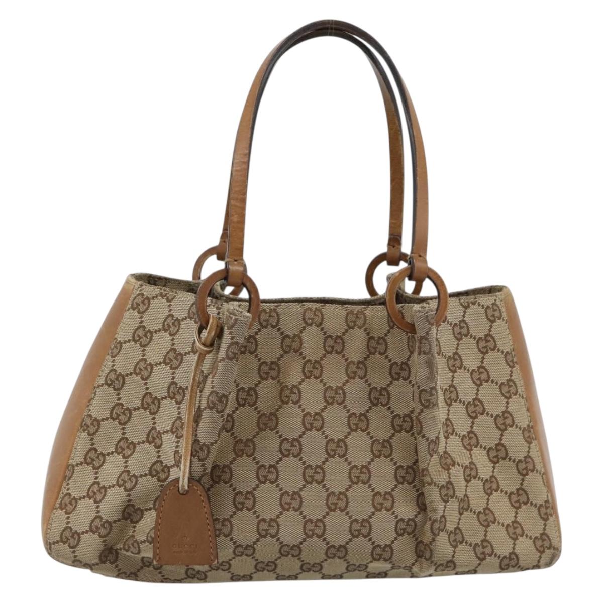GUCCI GG Canvas Tote Bag Beige 94898 Auth 191570