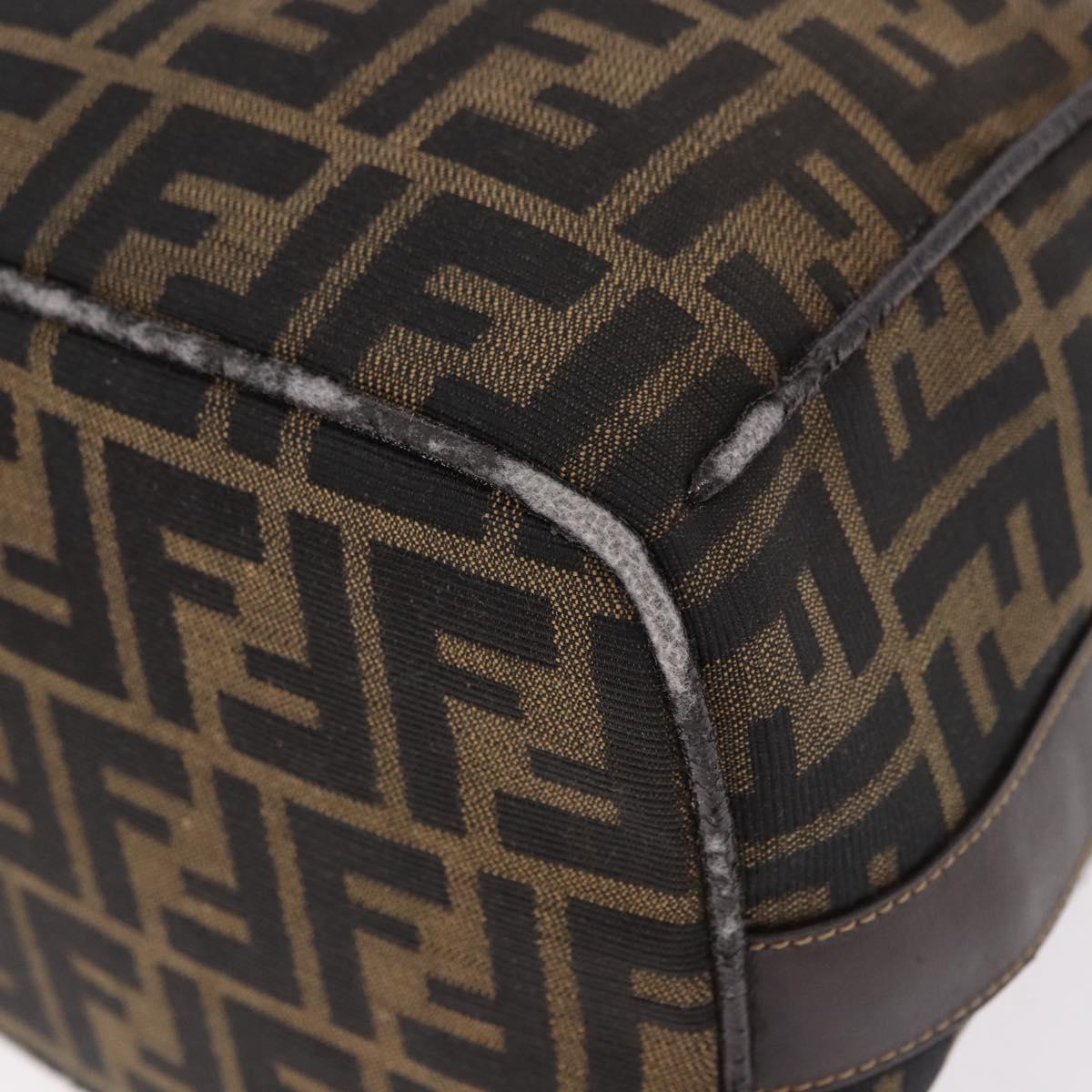 FENDI Zucca Canvas Vanity Hand Bag Brown Gold Auth 191576