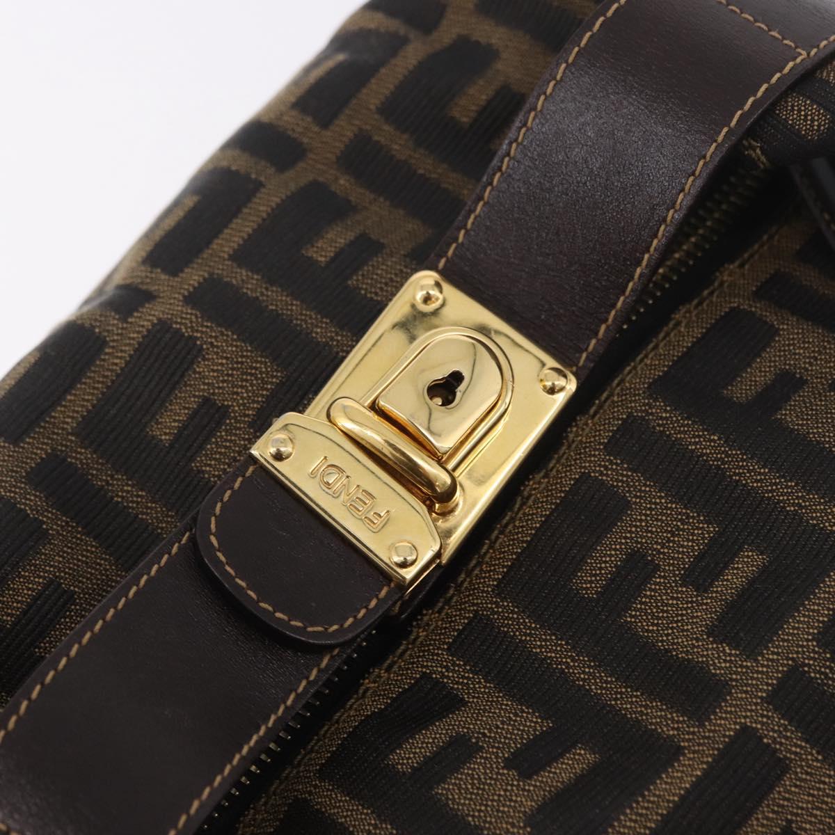 FENDI Zucca Canvas Vanity Hand Bag Brown Gold Auth 191576