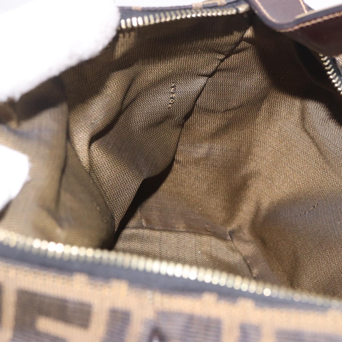 FENDI Zucca Canvas Vanity Hand Bag Brown Gold Auth 191576