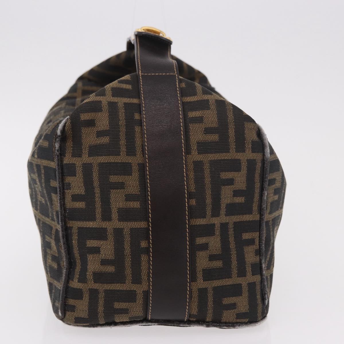 FENDI Zucca Canvas Vanity Hand Bag Brown Gold Auth 191576