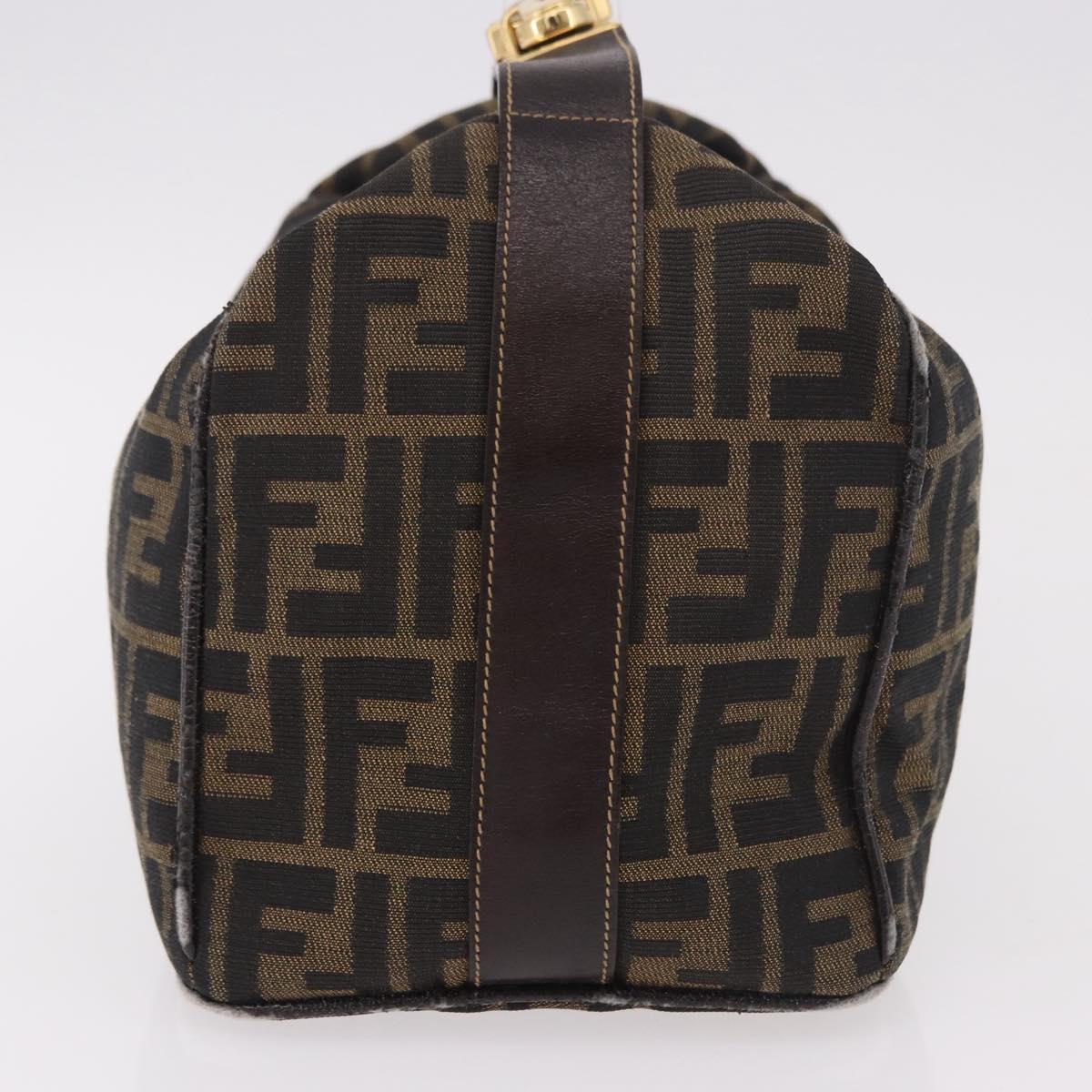 FENDI Zucca Canvas Vanity Hand Bag Brown Gold Auth 191576