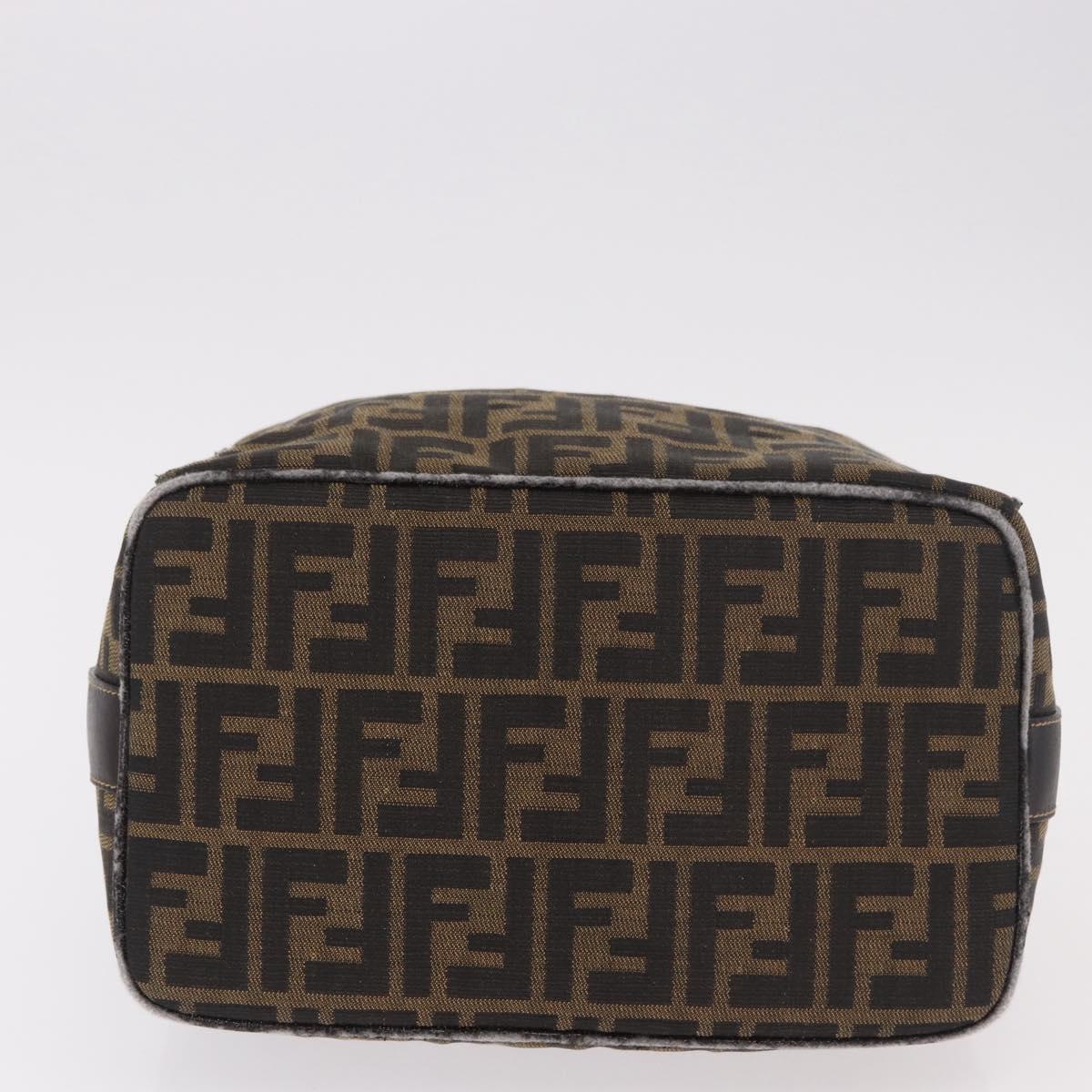 FENDI Zucca Canvas Vanity Hand Bag Brown Gold Auth 191576