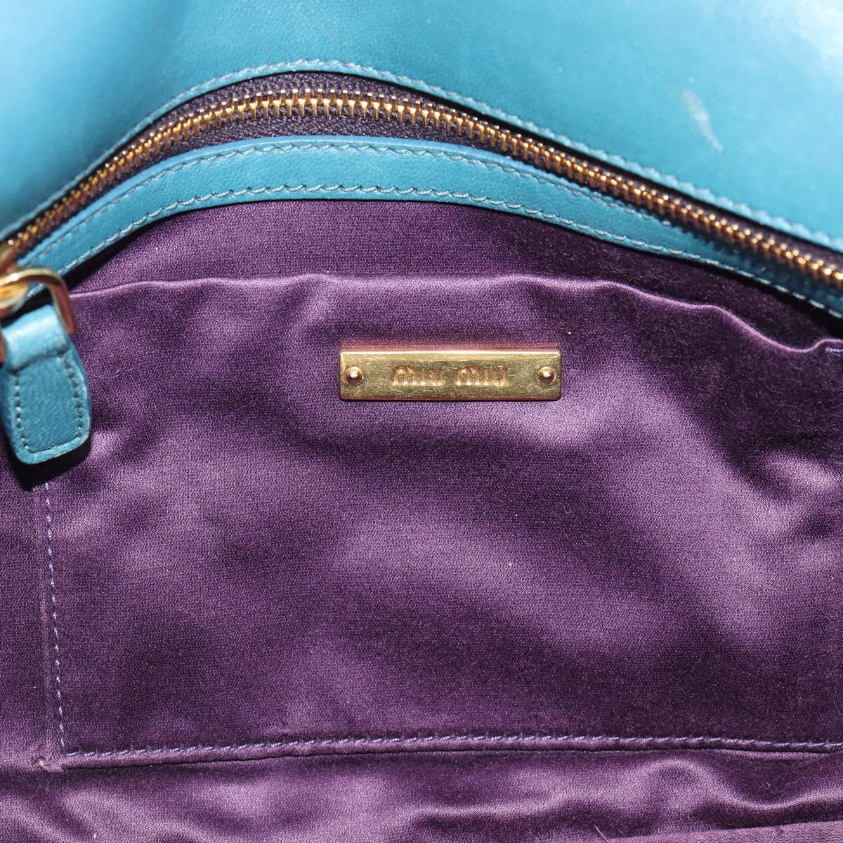Miu Miu Matelasse Chain Shoulder Bag Leather Blue Gold Auth 191596A