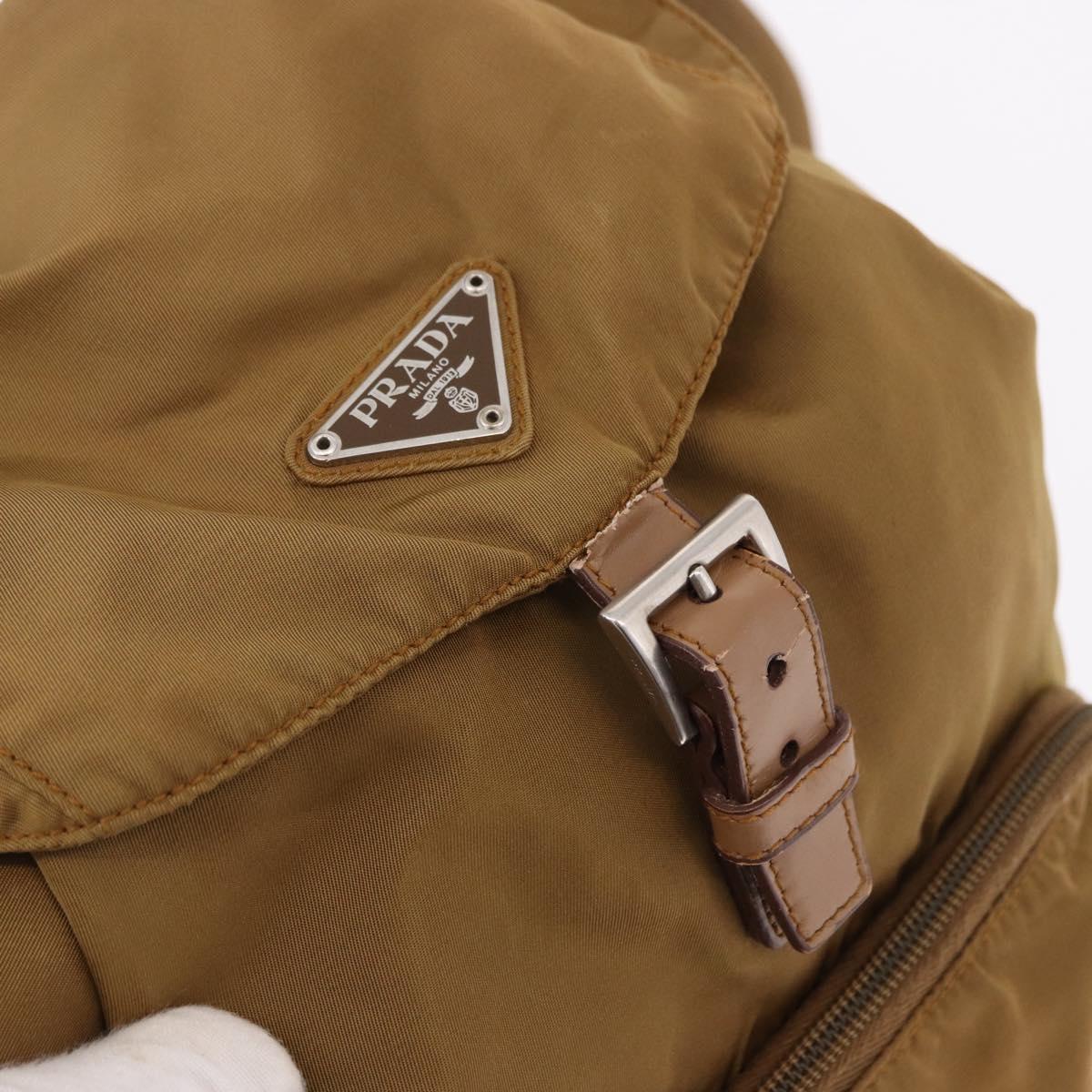 PRADA Backpack Nylon Brown Silver Auth 191597