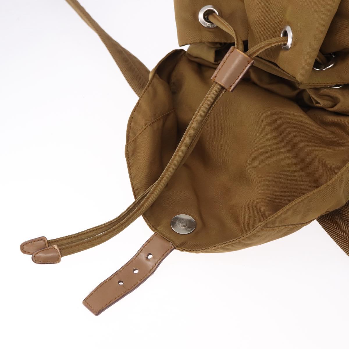 PRADA Backpack Nylon Brown Silver Auth 191597