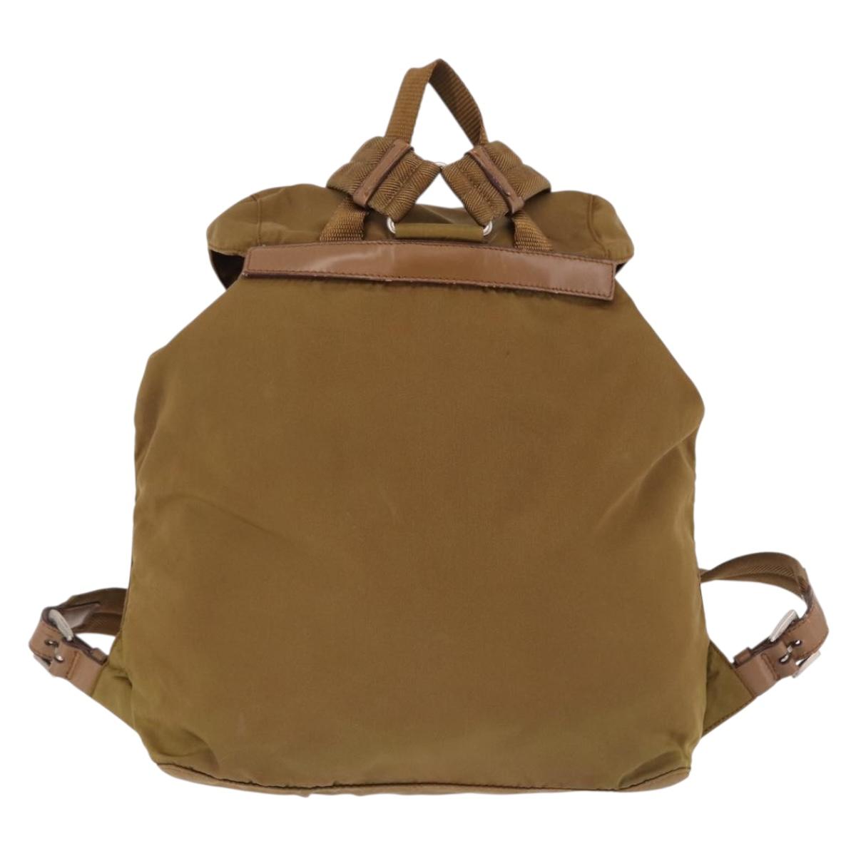 PRADA Backpack Nylon Brown Silver Auth 191597