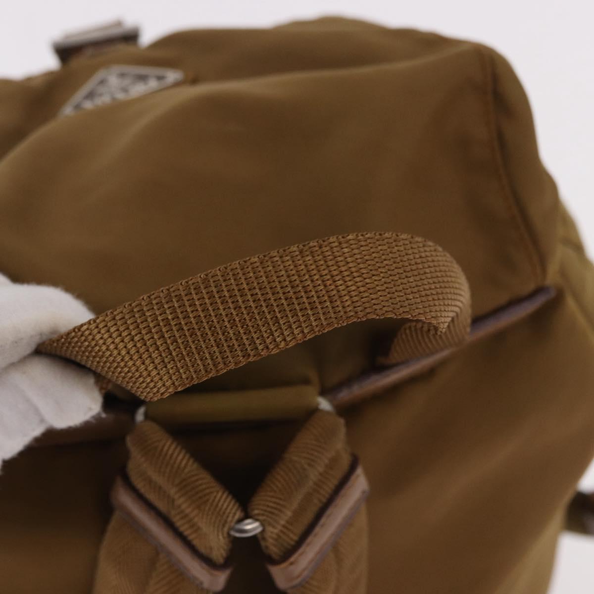 PRADA Backpack Nylon Brown Silver Auth 191597