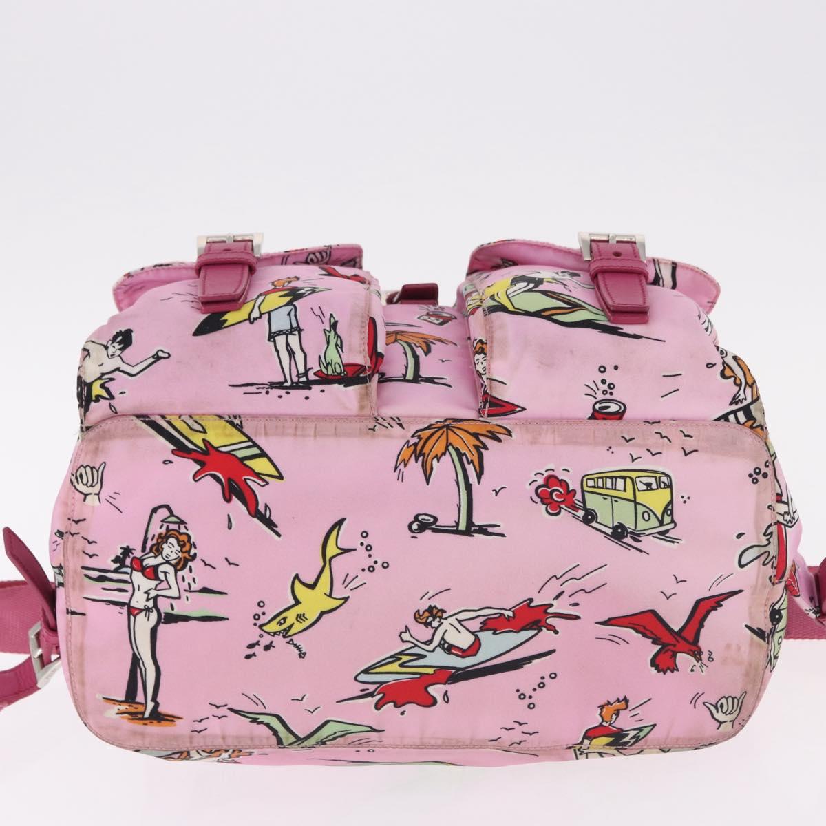 PRADA Backpack Nylon Pink Silver Auth 191598A