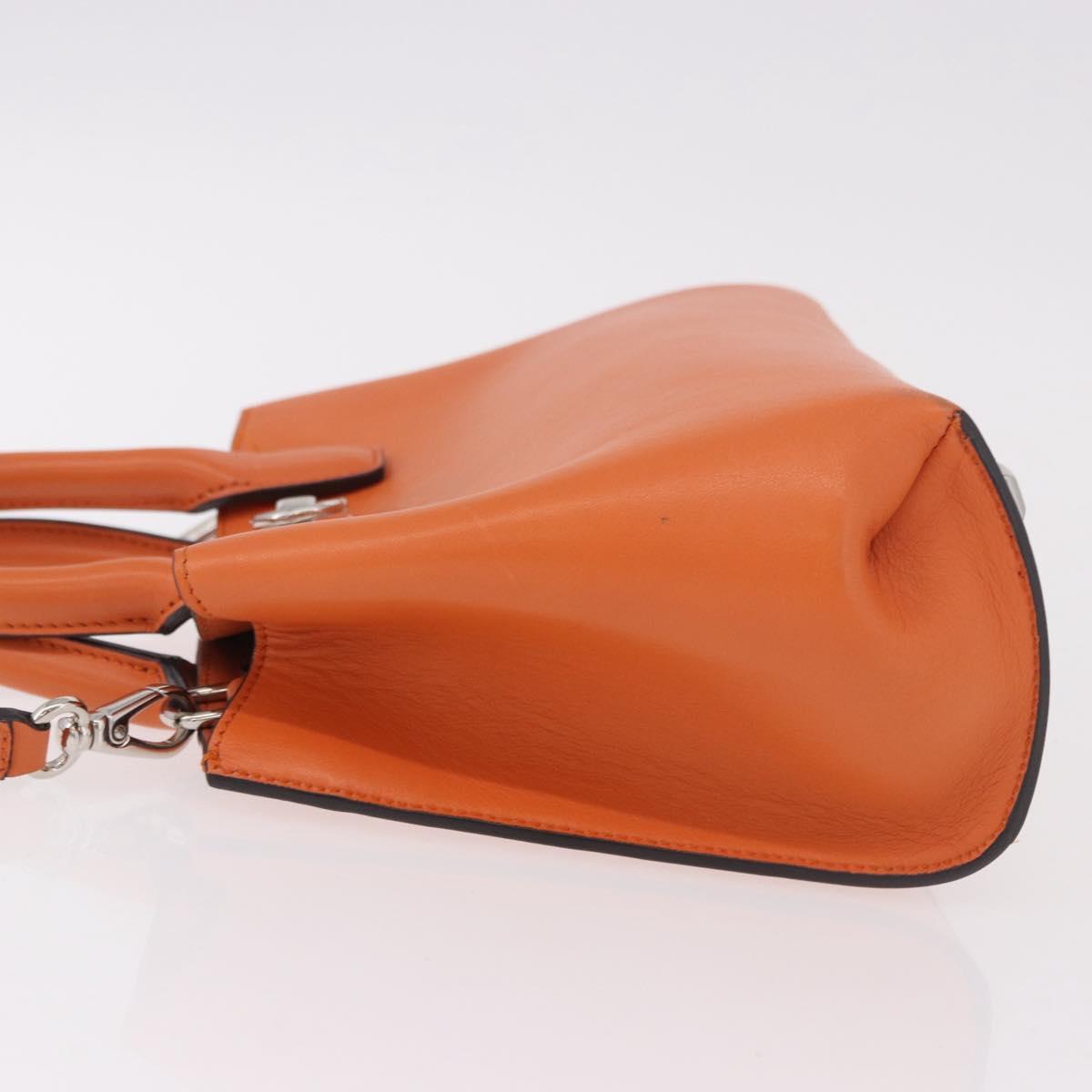 Salvatore Ferragamo Gancini Hand Bag Leather 2way Orange Silver Auth 191599A