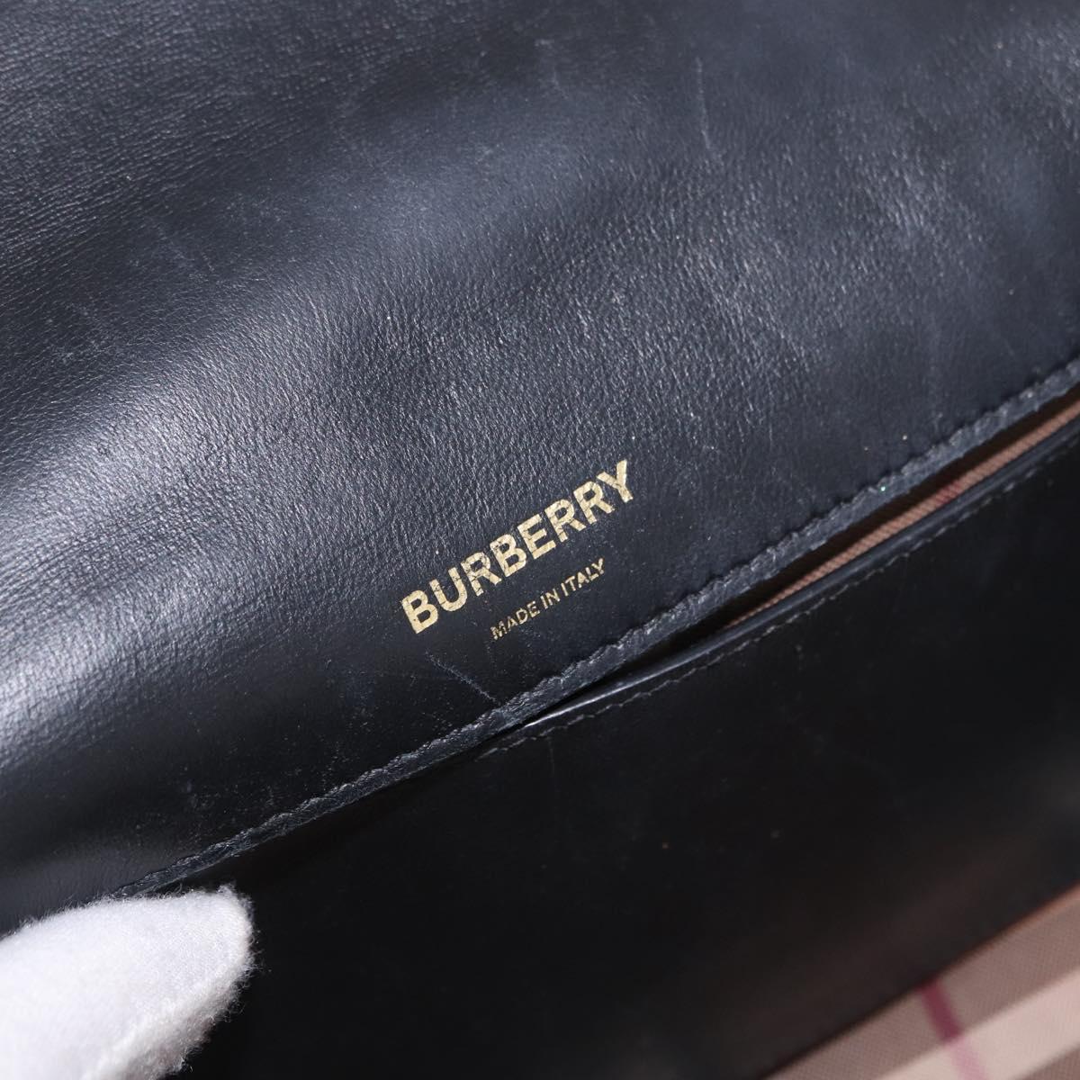 BURBERRY Nova Check Chain Shoulder Bag Cotton Beige Gold Auth 191600A