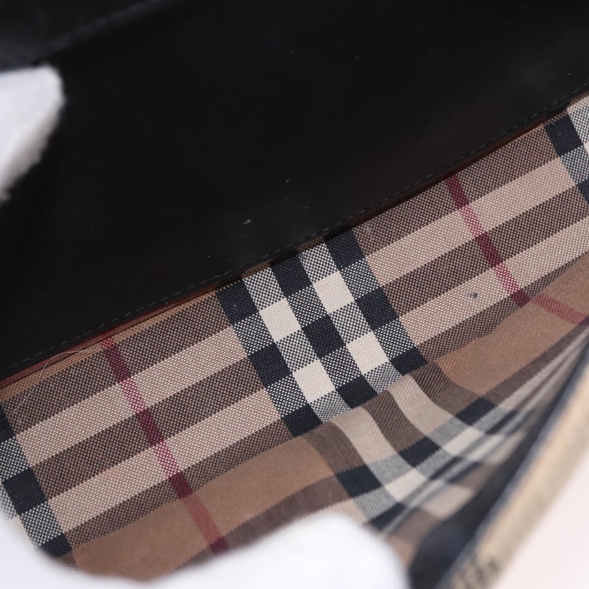 BURBERRY Nova Check Chain Shoulder Bag Cotton Beige Gold Auth 191600A
