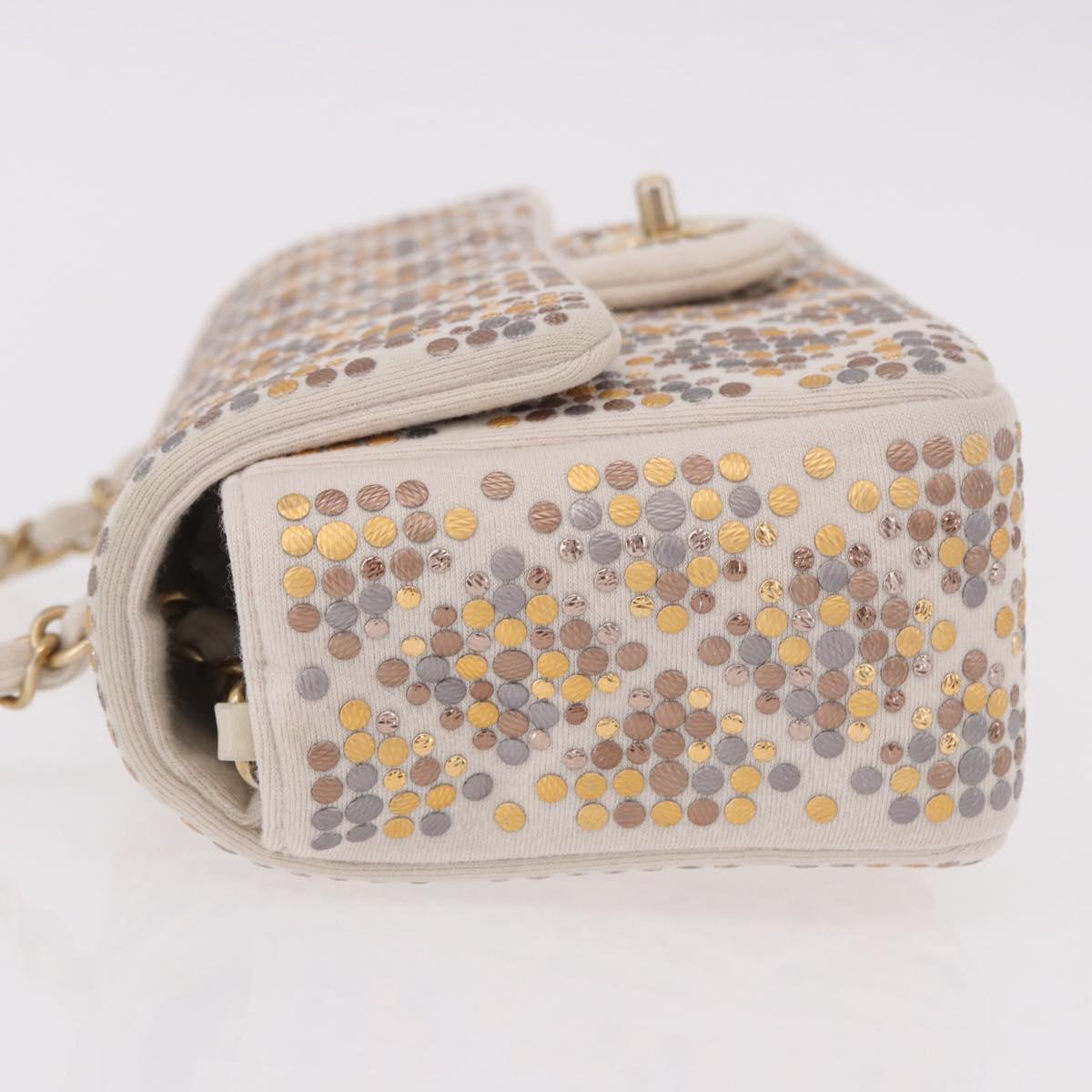 CHANEL Mini Matelasse 20 Chain Shoulder Bag Leather Ivory Gold CC Auth 191613SM