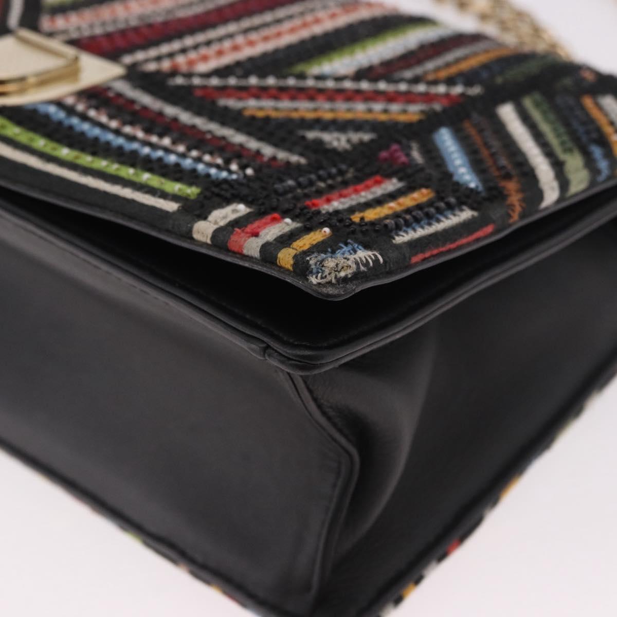 Christian Dior Chain Shoulder Bag Beads Multicolor Gold Auth 191618M