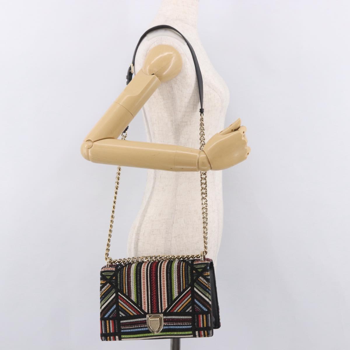 Christian Dior Chain Shoulder Bag Beads Multicolor Gold Auth 191618M