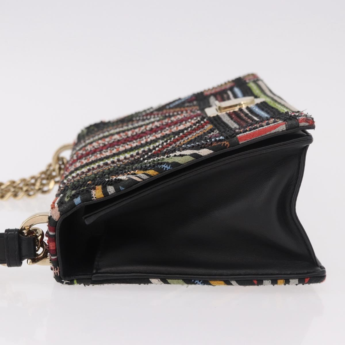 Christian Dior Chain Shoulder Bag Beads Multicolor Gold Auth 191618M