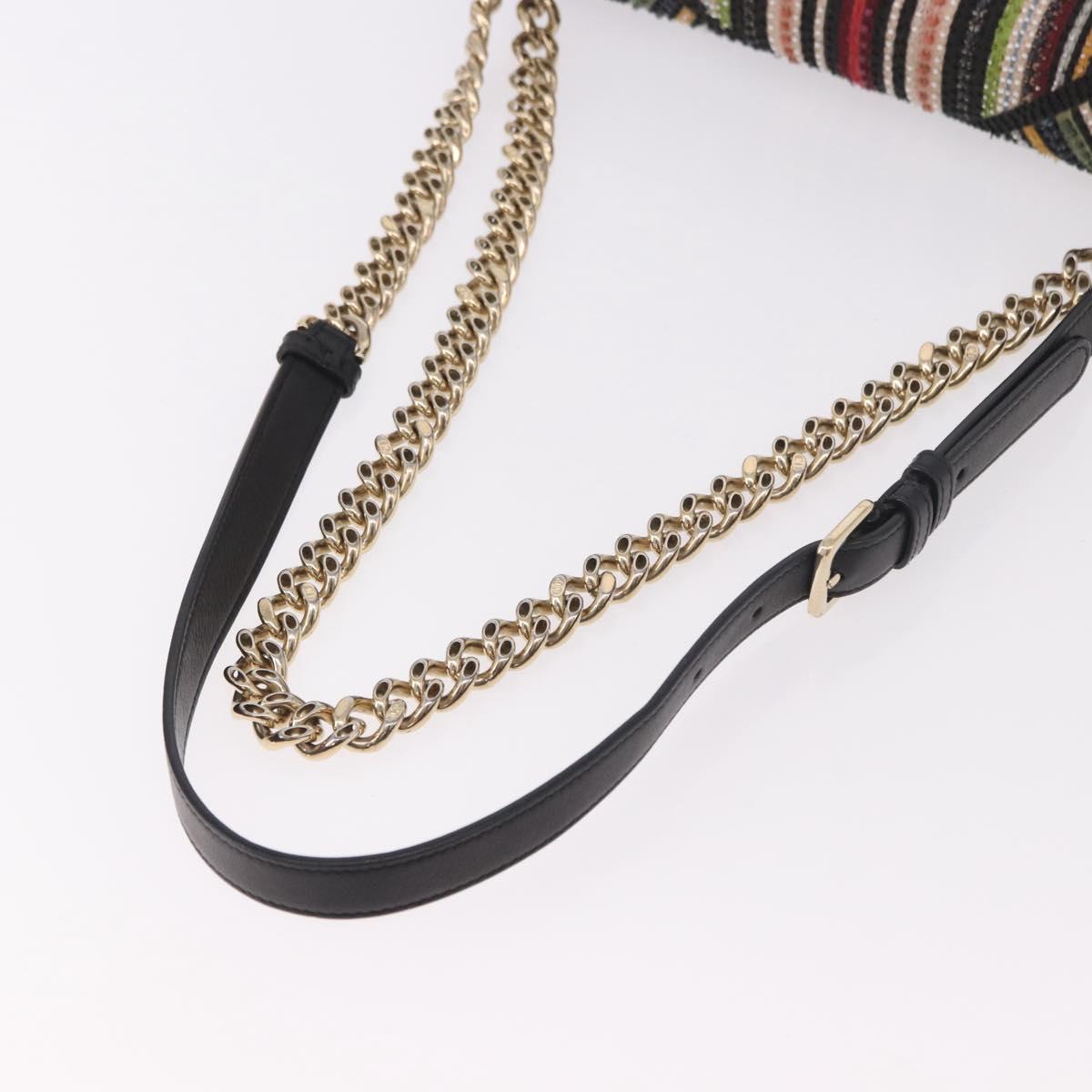 Christian Dior Chain Shoulder Bag Beads Multicolor Gold Auth 191618M