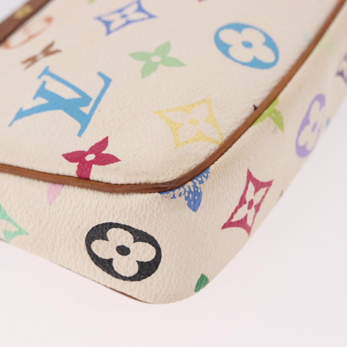 LOUIS VUITTON Monogram Multicolor Pochette Accessoires White M92649 Auth 191620