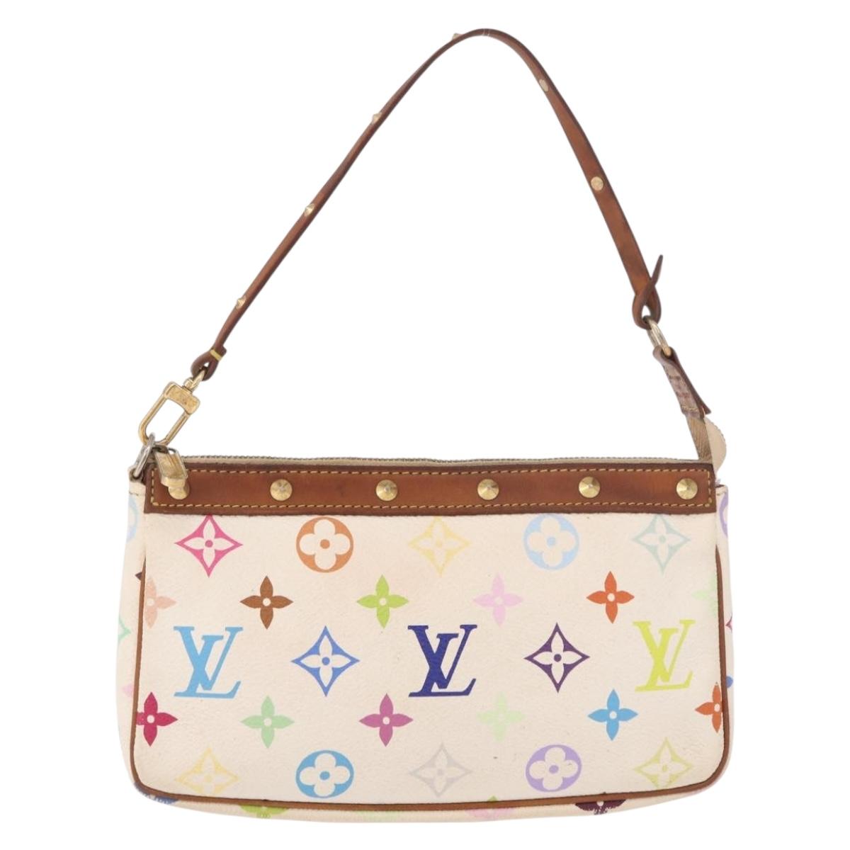 LOUIS VUITTON Monogram Multicolor Pochette Accessoires White M92649 Auth 191620