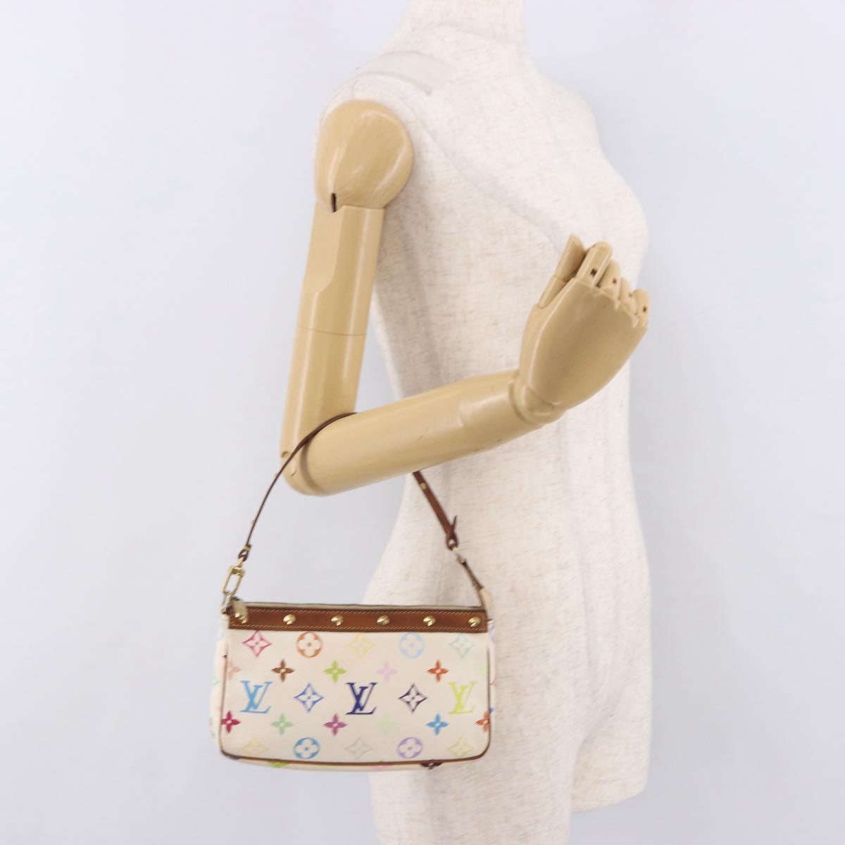 LOUIS VUITTON Monogram Multicolor Pochette Accessoires White M92649 Auth 191620