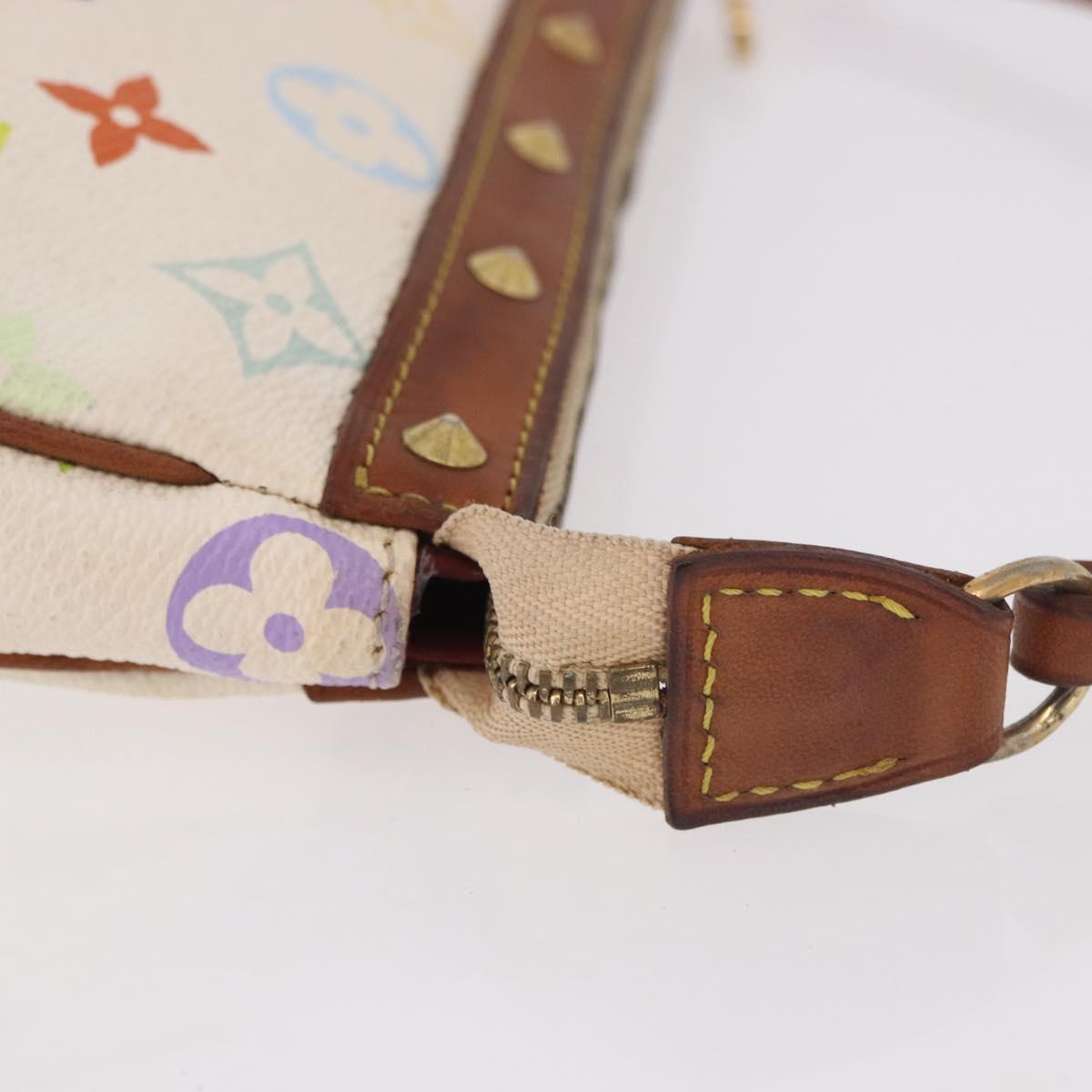 LOUIS VUITTON Monogram Multicolor Pochette Accessoires White M92649 Auth 191620