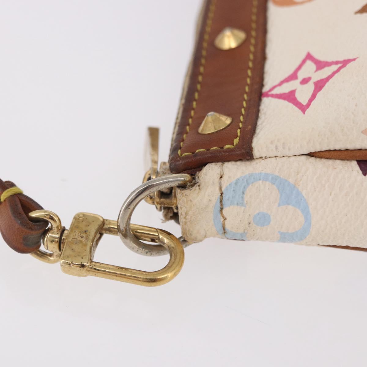 LOUIS VUITTON Monogram Multicolor Pochette Accessoires White M92649 Auth 191620