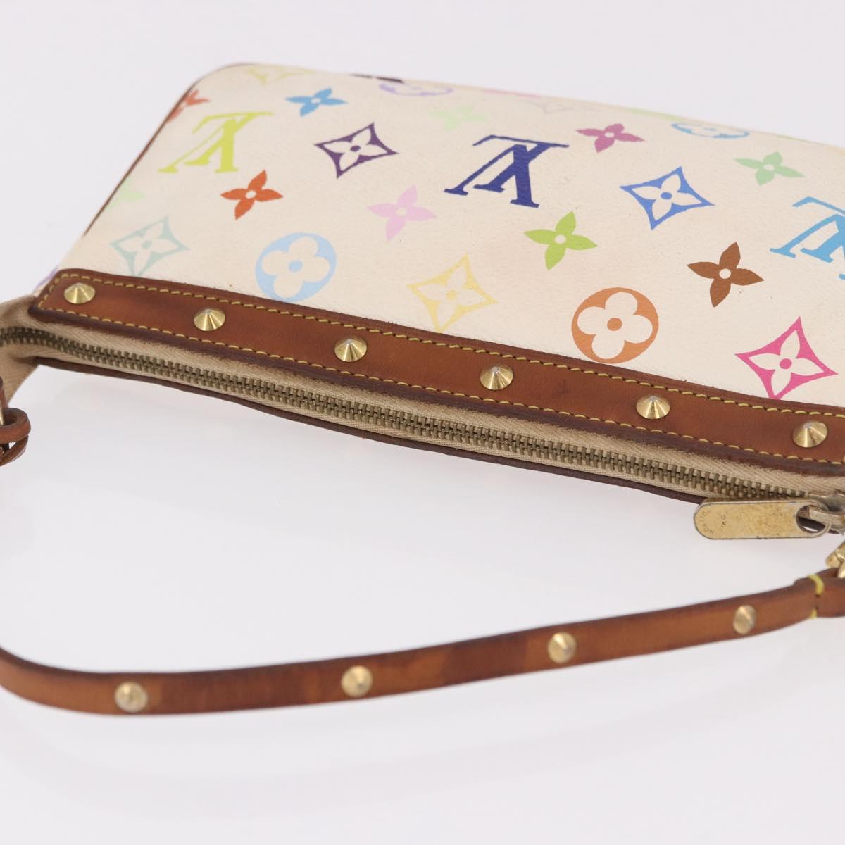 LOUIS VUITTON Monogram Multicolor Pochette Accessoires White M92649 Auth 191620