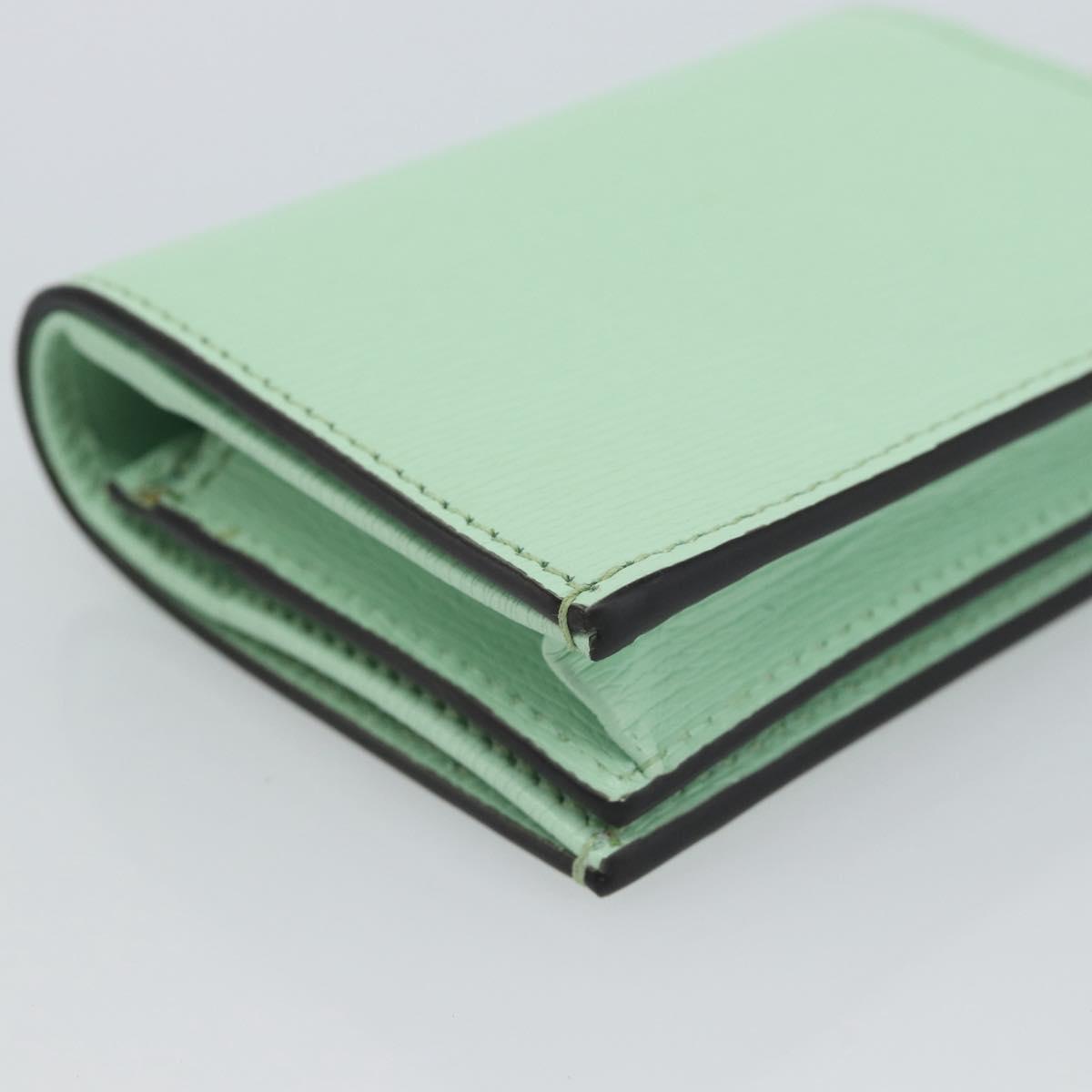 GUCCI Bananya Compact Wallet Leather Mint Green 701009 Auth 191625M